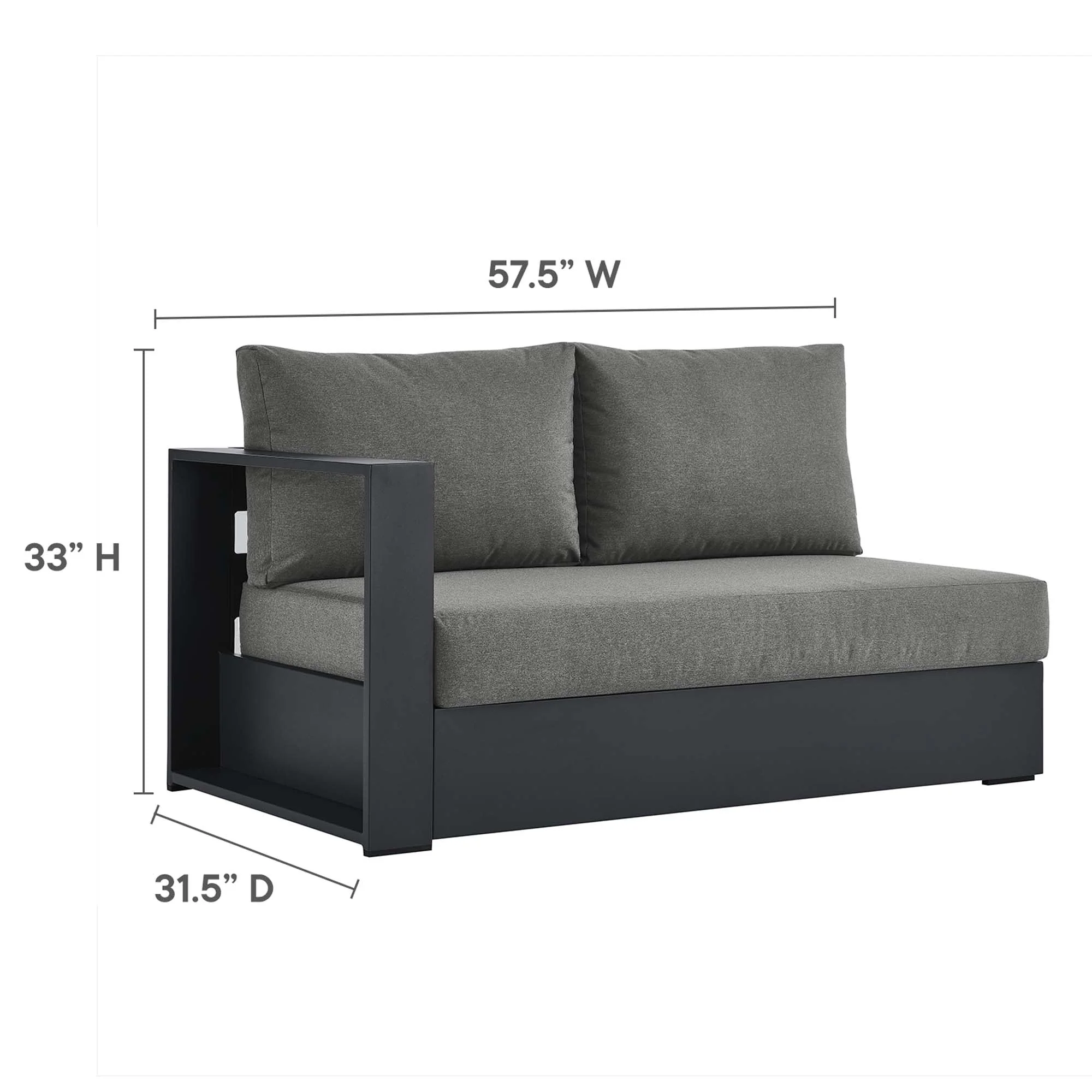 Tahoe 2-Piece Outdoor Patio Powder-Coated Aluminum Right-Facing Chaise Sectional Sofa Set - Image 6