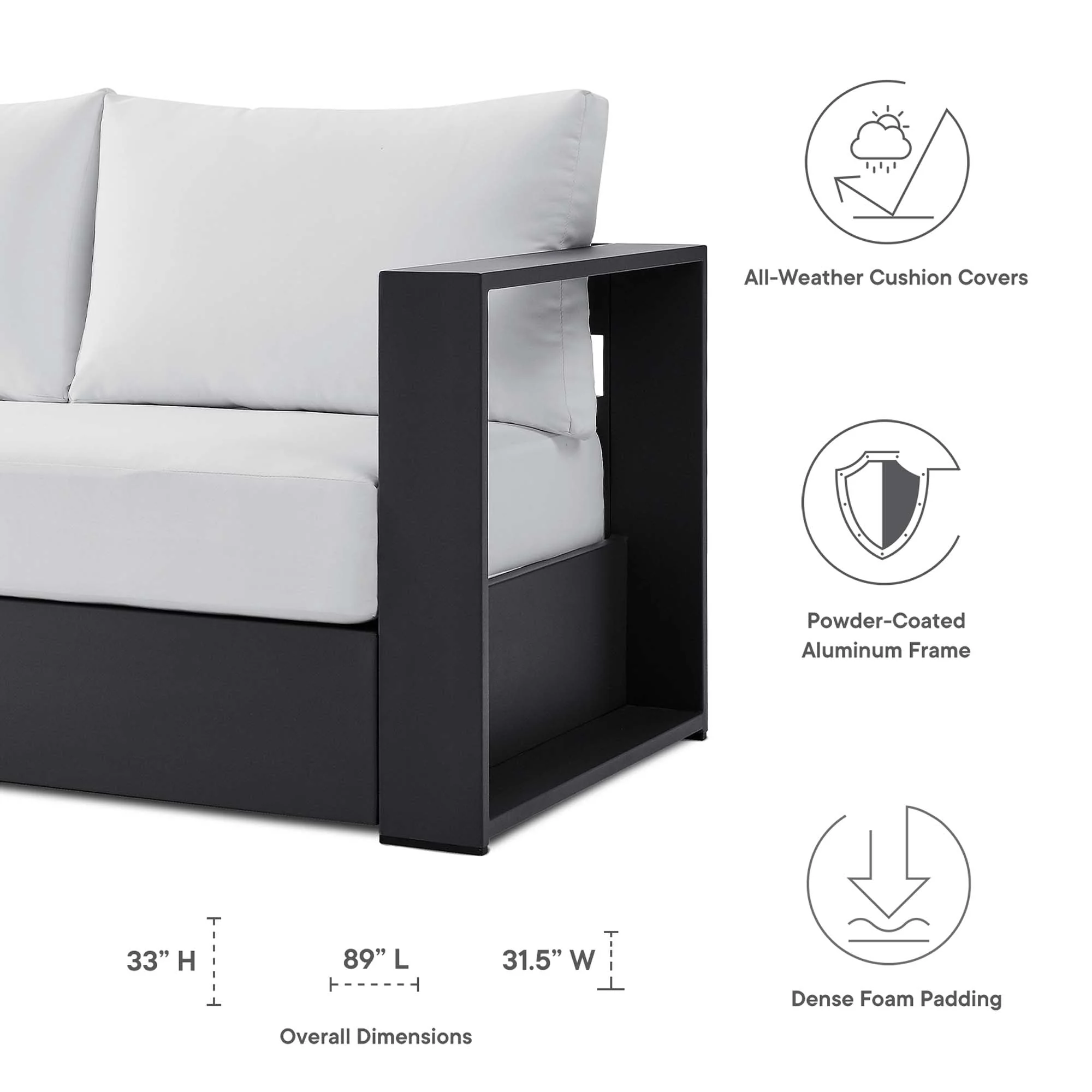 Tahoe 2-Piece Outdoor Patio Powder-Coated Aluminum Set - Image 32