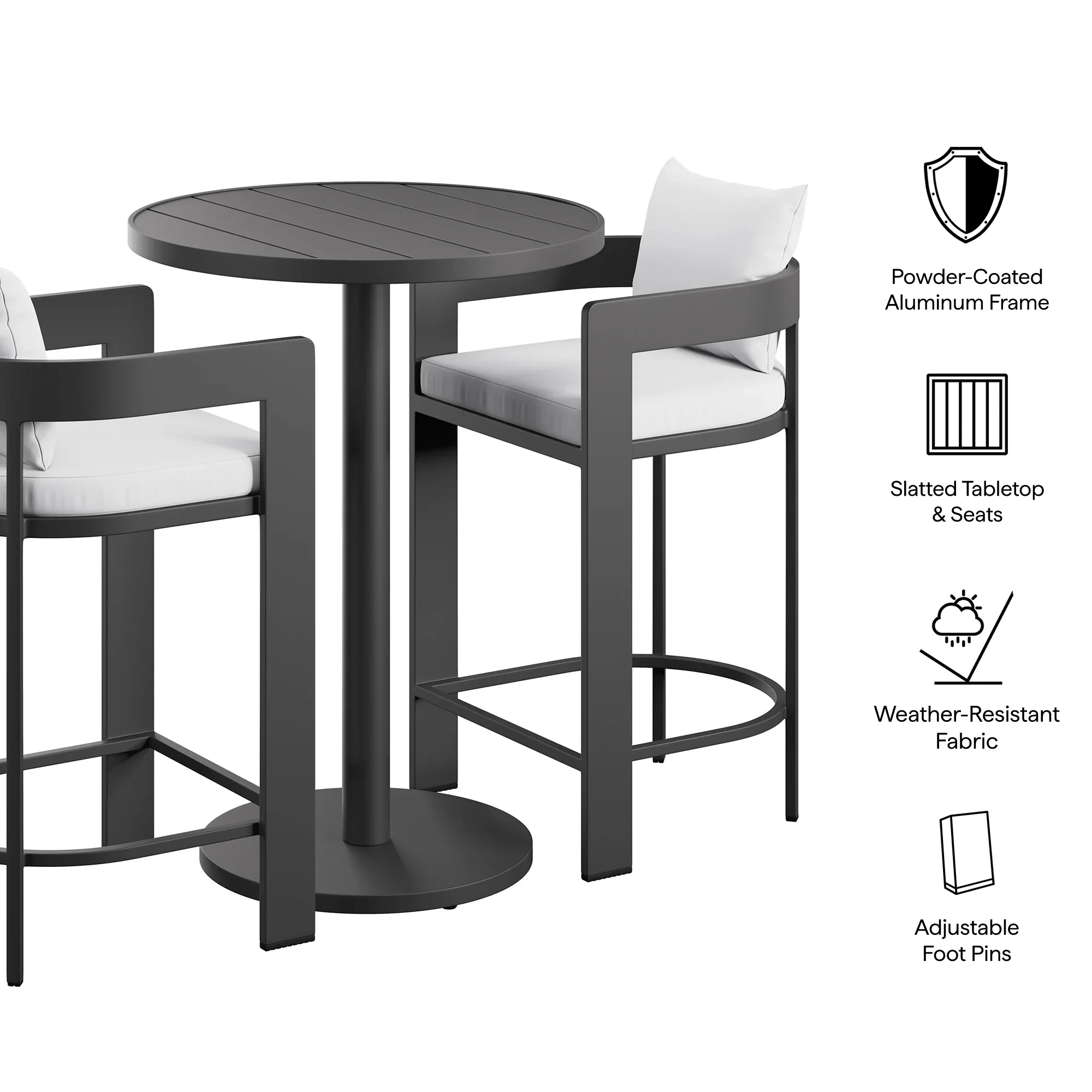 Tahoe 3-Piece Outdoor Aluminum Bar Set - Image 19