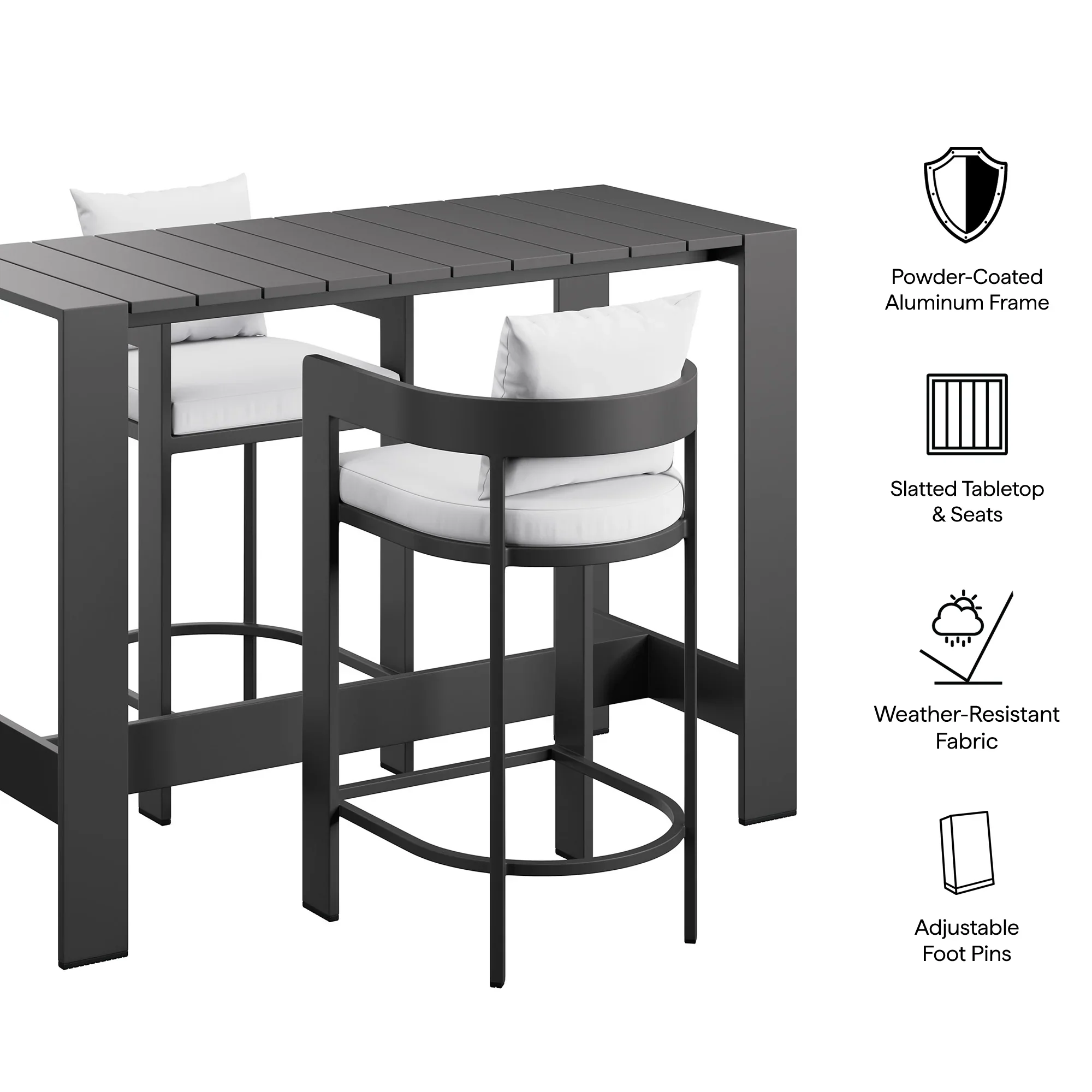 Tahoe 3-Piece Outdoor Aluminum Bar Table Set - Image 19