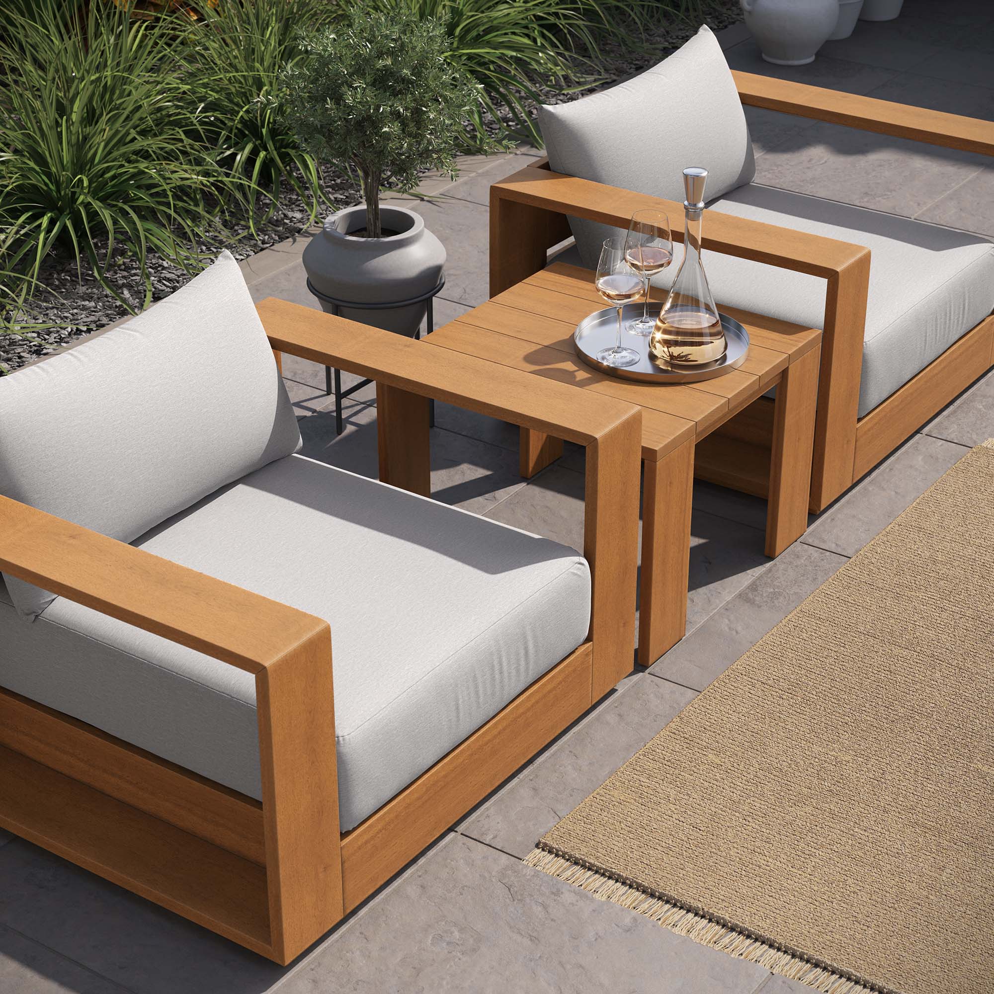 Tahoe 3-Piece Outdoor Patio Acacia Wood Furniture Set - Image 14