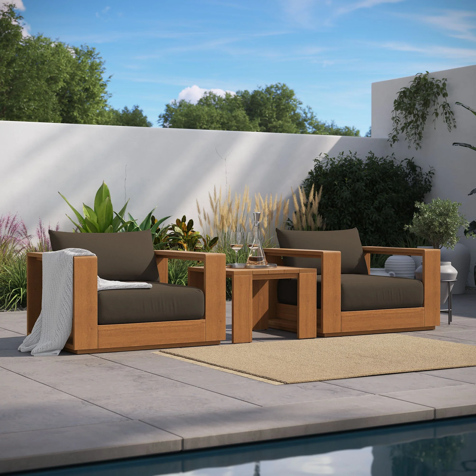 Tahoe 3-Piece Outdoor Patio Acacia Wood Furniture Set - Image 2