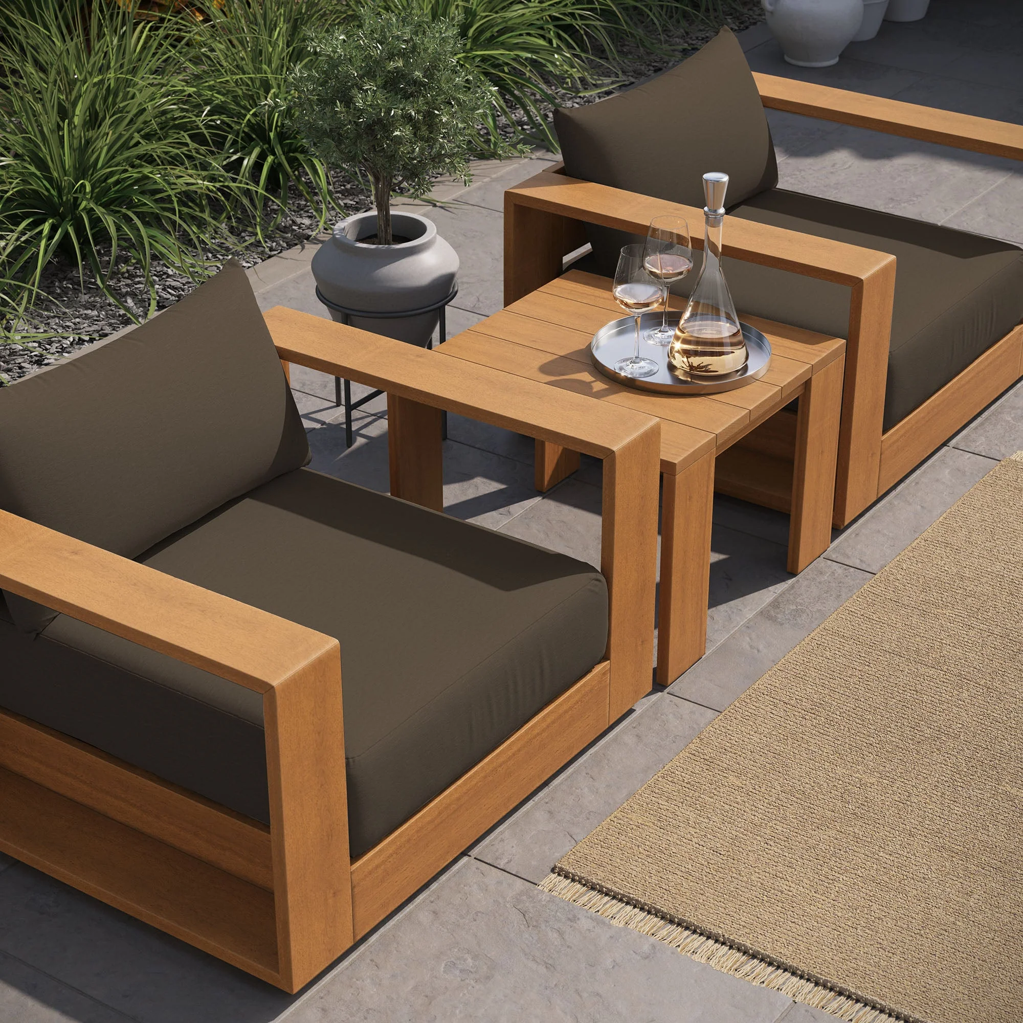 Tahoe 3-Piece Outdoor Patio Acacia Wood Furniture Set - Image 3