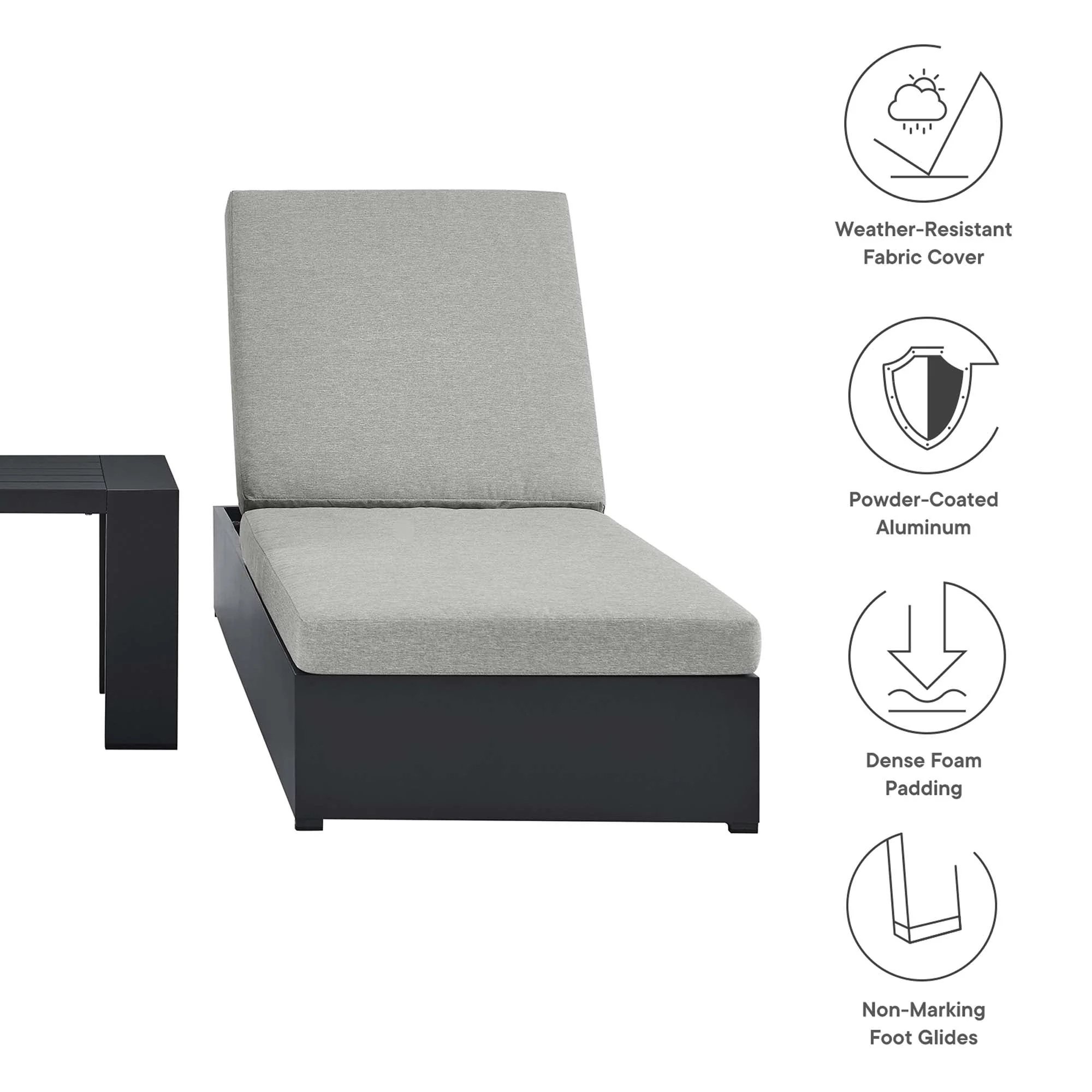 Tahoe 3-Piece Outdoor Patio Powder-Coated Aluminum Chaise Lounge Set - Image 10