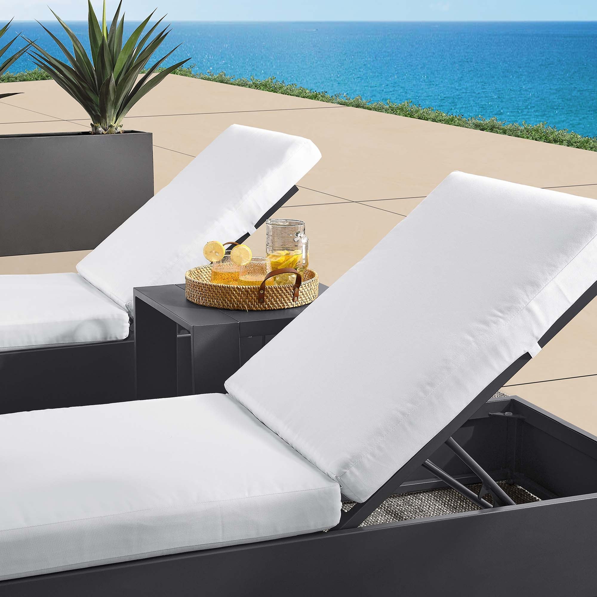 Tahoe 3-Piece Outdoor Patio Powder-Coated Aluminum Chaise Lounge Set - Image 15