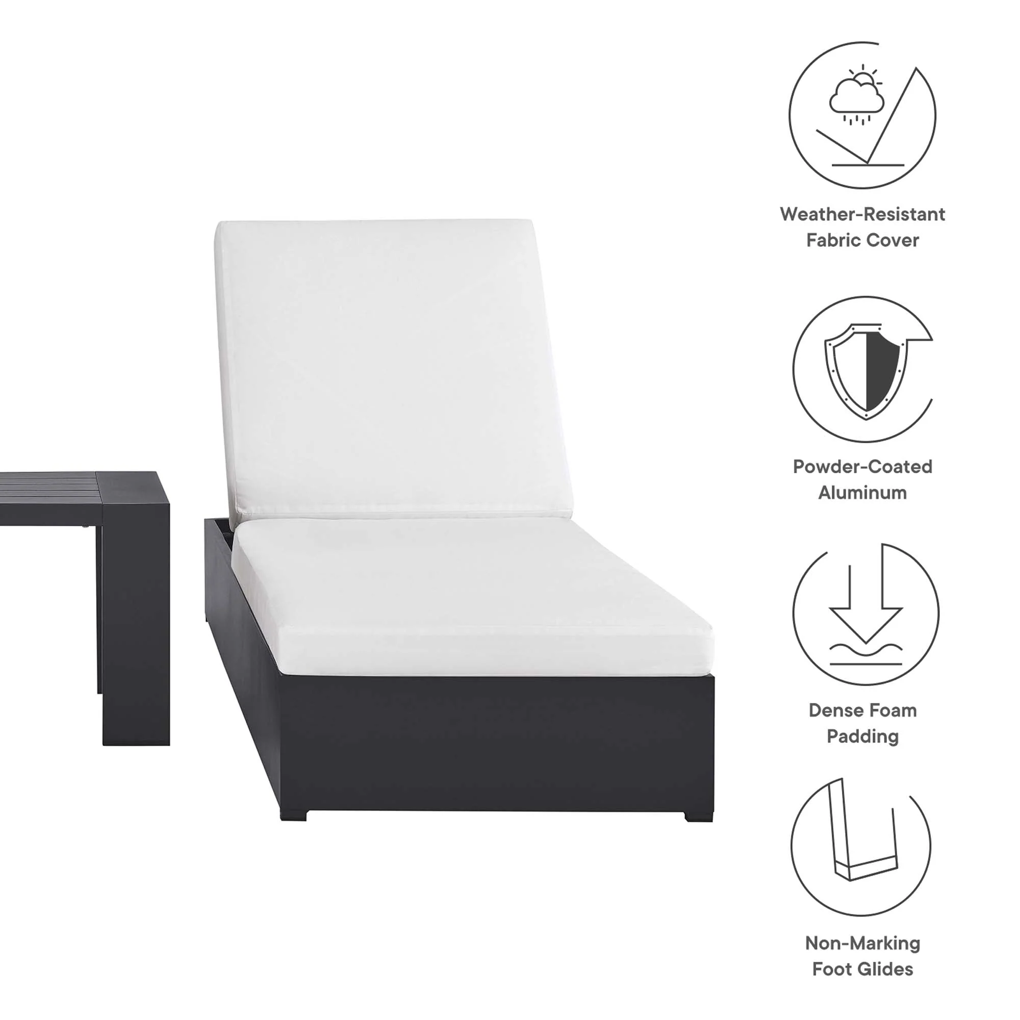 Tahoe 3-Piece Outdoor Patio Powder-Coated Aluminum Chaise Lounge Set - Image 16