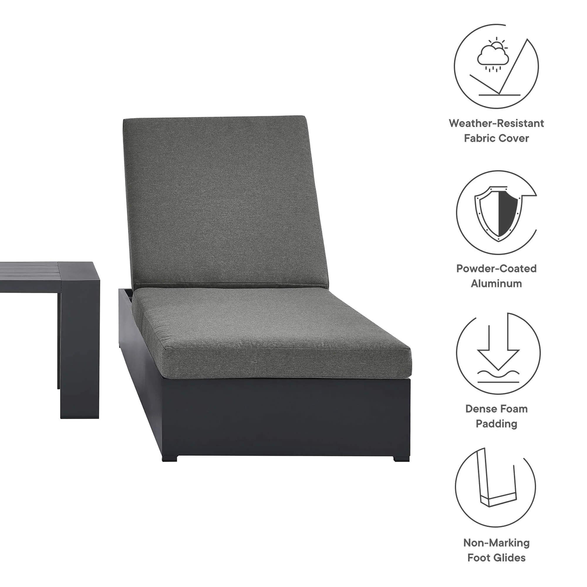 Tahoe 3-Piece Outdoor Patio Powder-Coated Aluminum Chaise Lounge Set - Image 4
