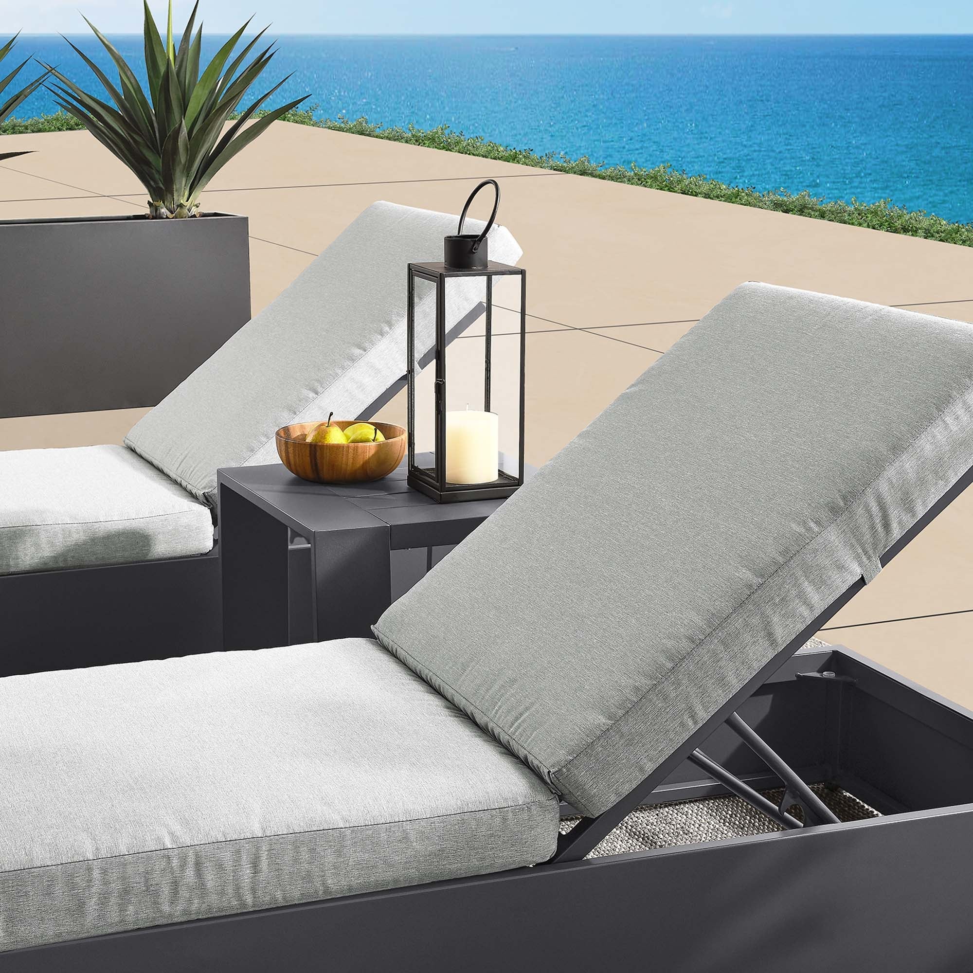 Tahoe 3-Piece Outdoor Patio Powder-Coated Aluminum Chaise Lounge Set - Image 9