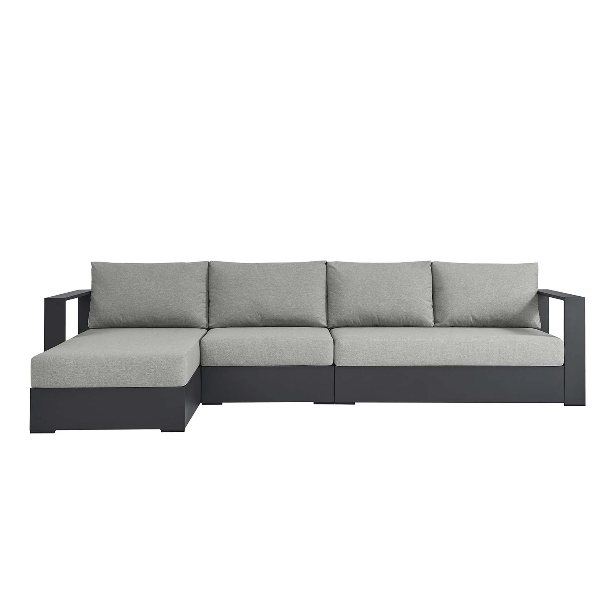 Tahoe 3-Piece Outdoor Patio Powder-Coated Aluminum Left-Facing Chaise Sectional Sofa Set - Image 12