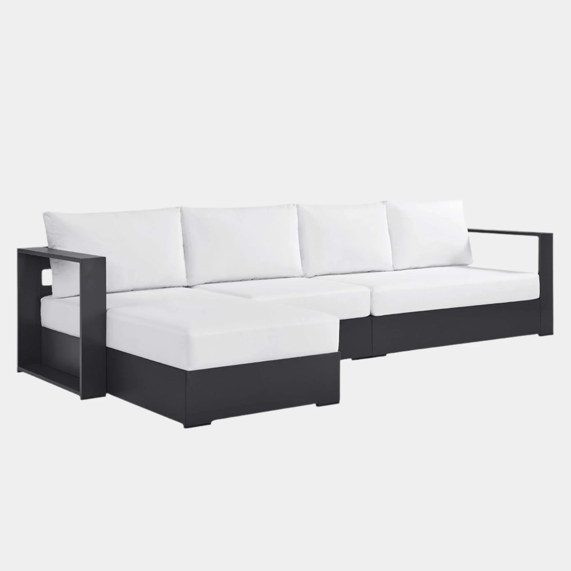 Tahoe 3-Piece Outdoor Patio Powder-Coated Aluminum Left-Facing Chaise Sectional Sofa Set - Image 17