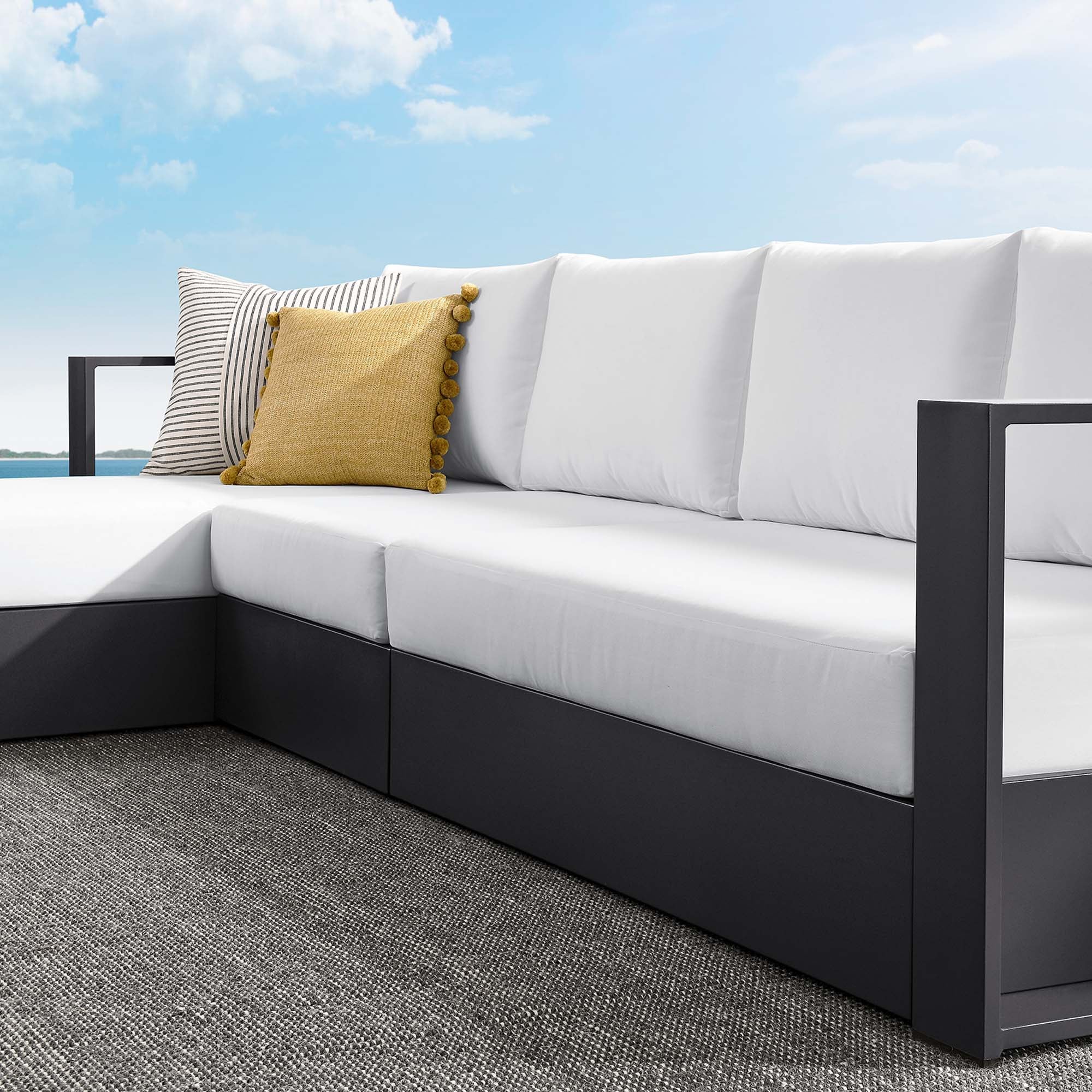 Tahoe 3-Piece Outdoor Patio Powder-Coated Aluminum Left-Facing Chaise Sectional Sofa Set - Image 19