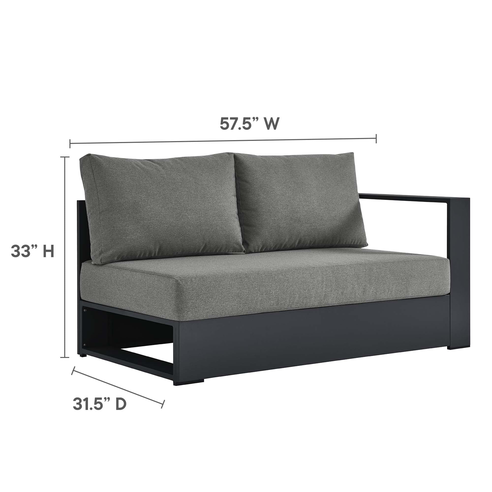 Tahoe 3-Piece Outdoor Patio Powder-Coated Aluminum Left-Facing Chaise Sectional Sofa Set - Image 8