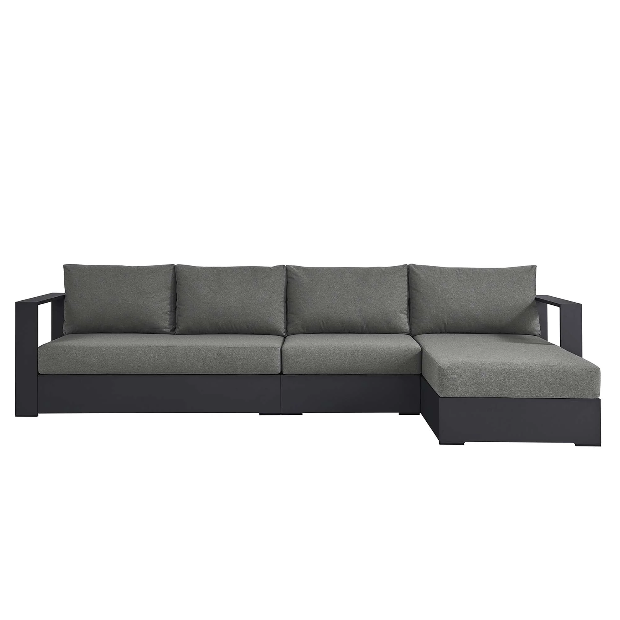 Tahoe 3-Piece Outdoor Patio Powder-Coated Aluminum Right-Facing Chaise Sectional Sofa Set - Image 4