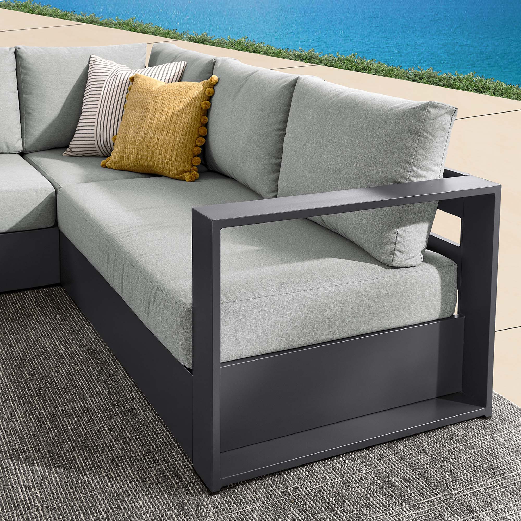 Tahoe 3-Piece Outdoor Patio Powder-Coated Aluminum Sectional Sofa Set - Image 12