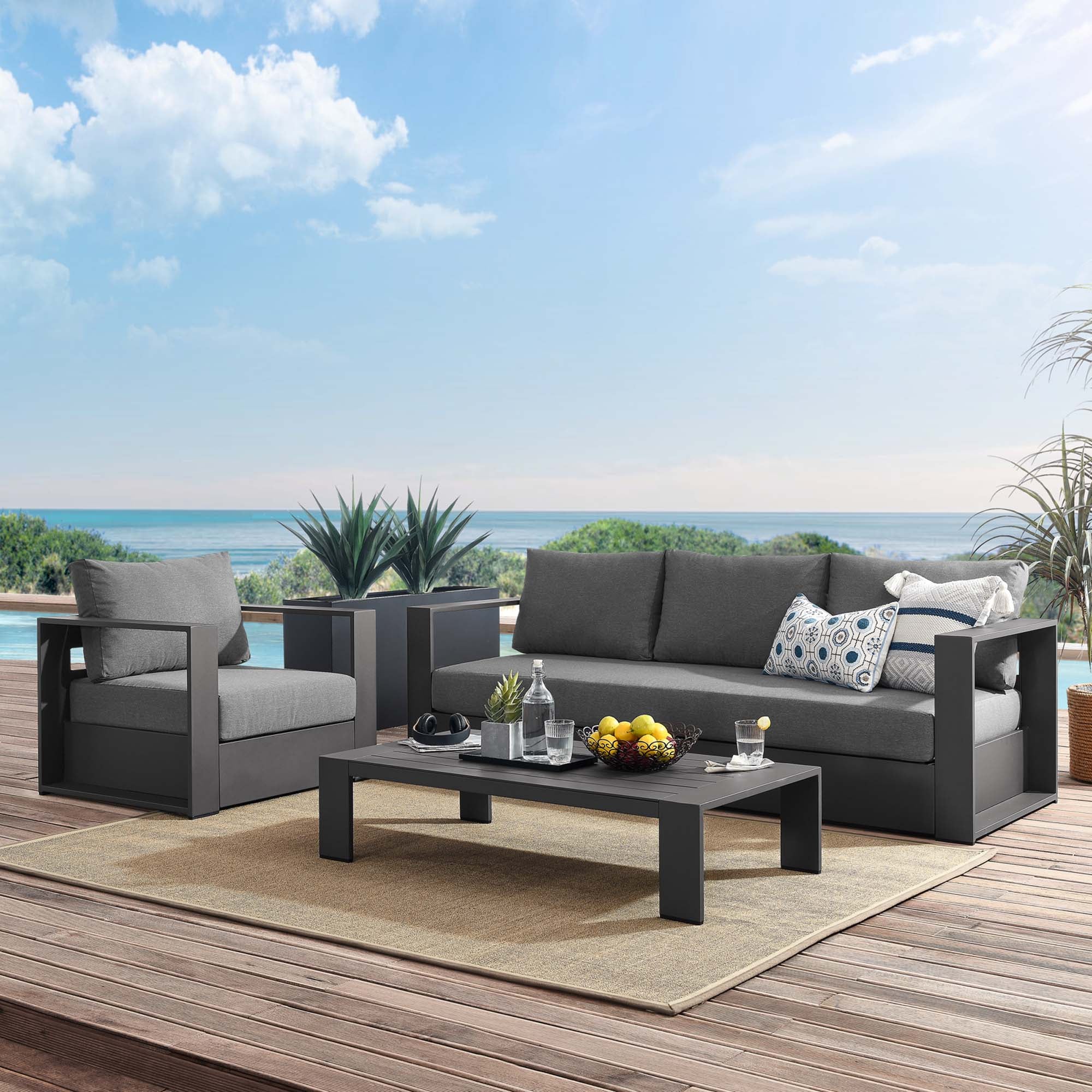 Tahoe 3-Piece Outdoor Patio Powder-Coated Aluminum Set - Image 2