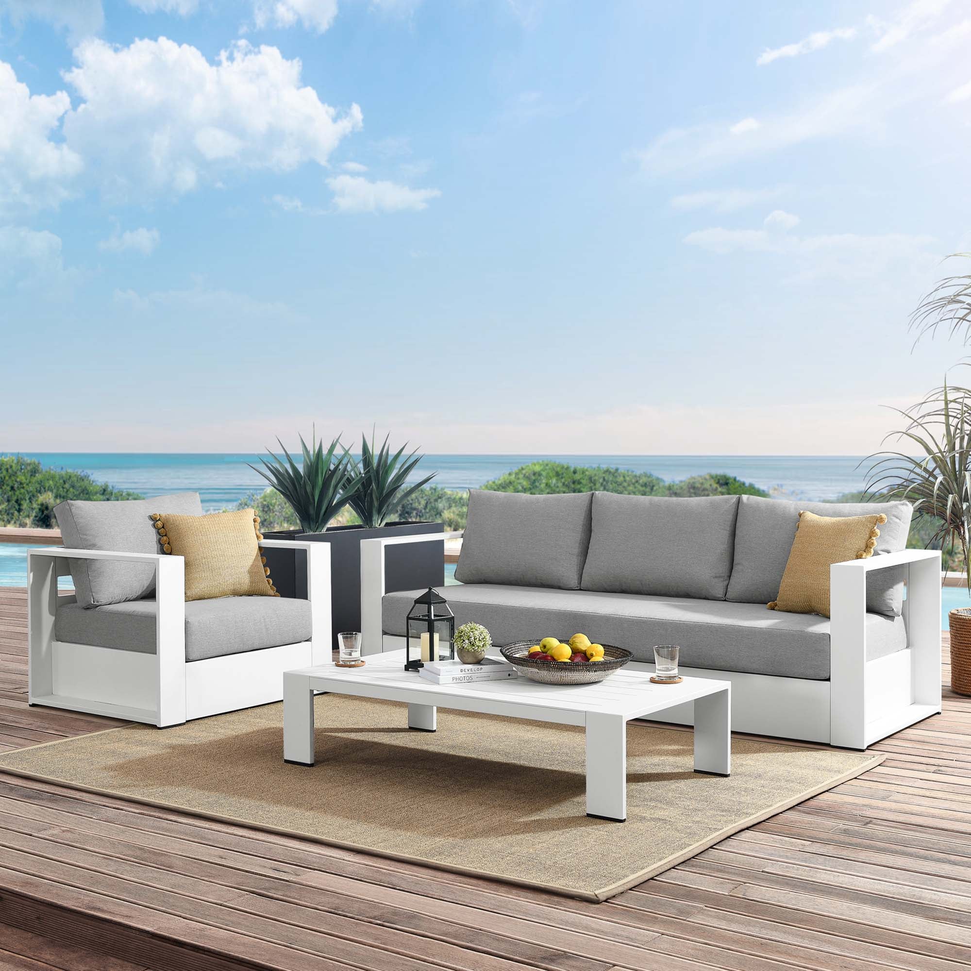 Tahoe 3-Piece Outdoor Patio Powder-Coated Aluminum Set - Image 55