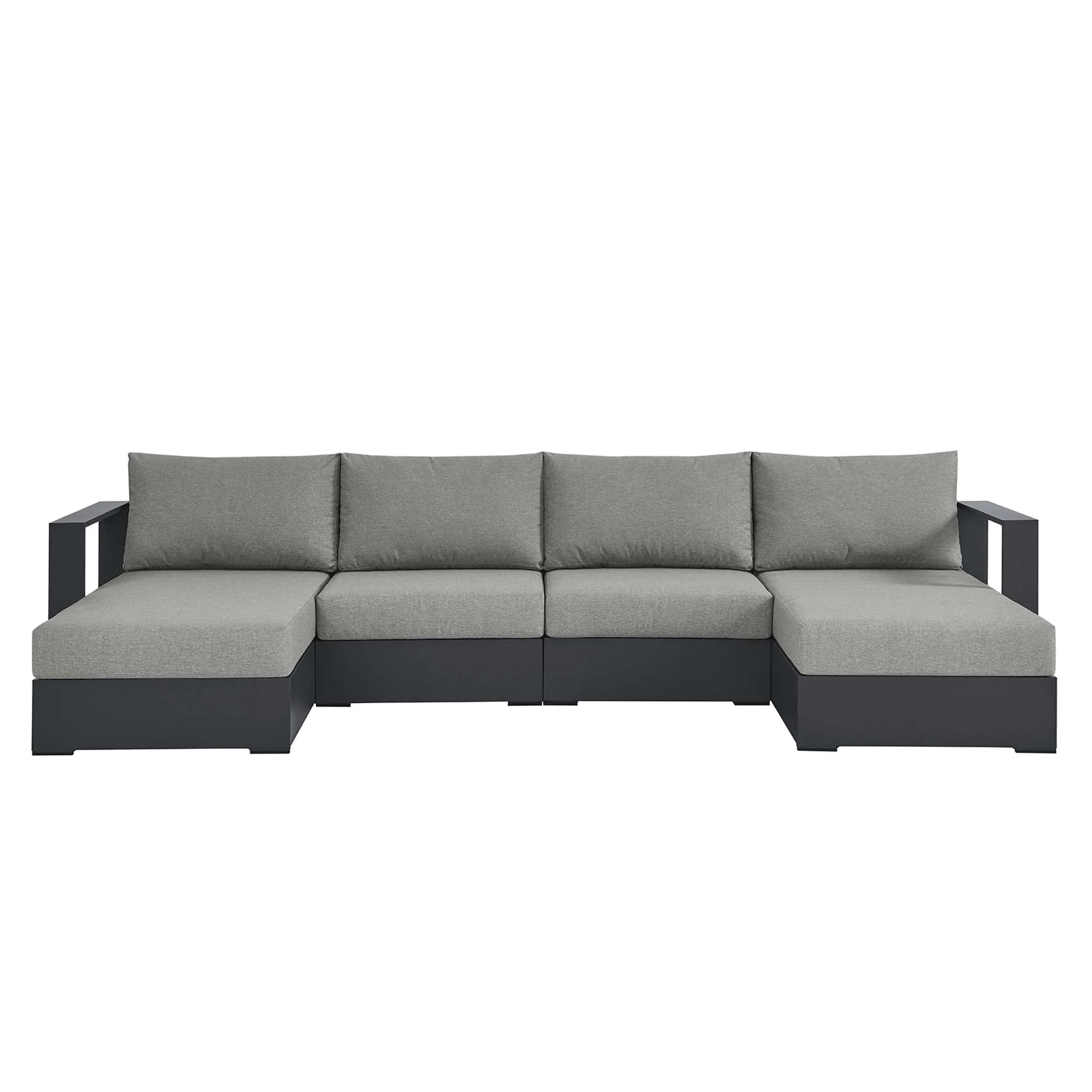 Tahoe 4-Piece Outdoor Patio Powder-Coated Aluminum Sectional Sofa Set - Image 12