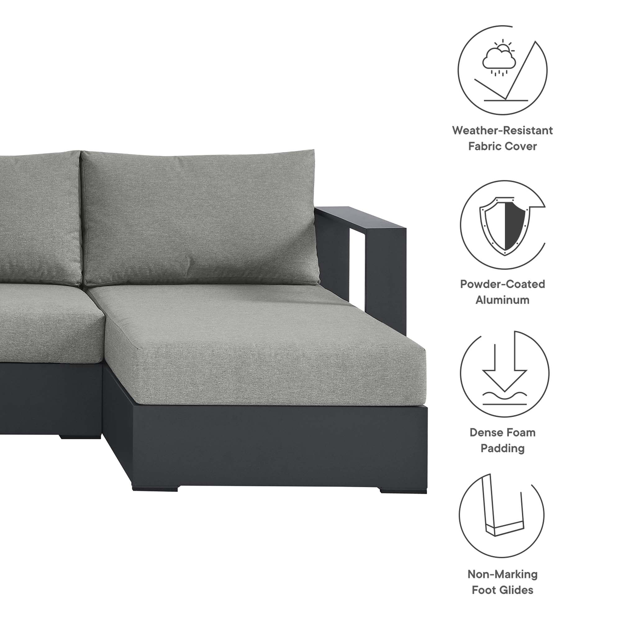 Tahoe 4-Piece Outdoor Patio Powder-Coated Aluminum Sectional Sofa Set - Image 13