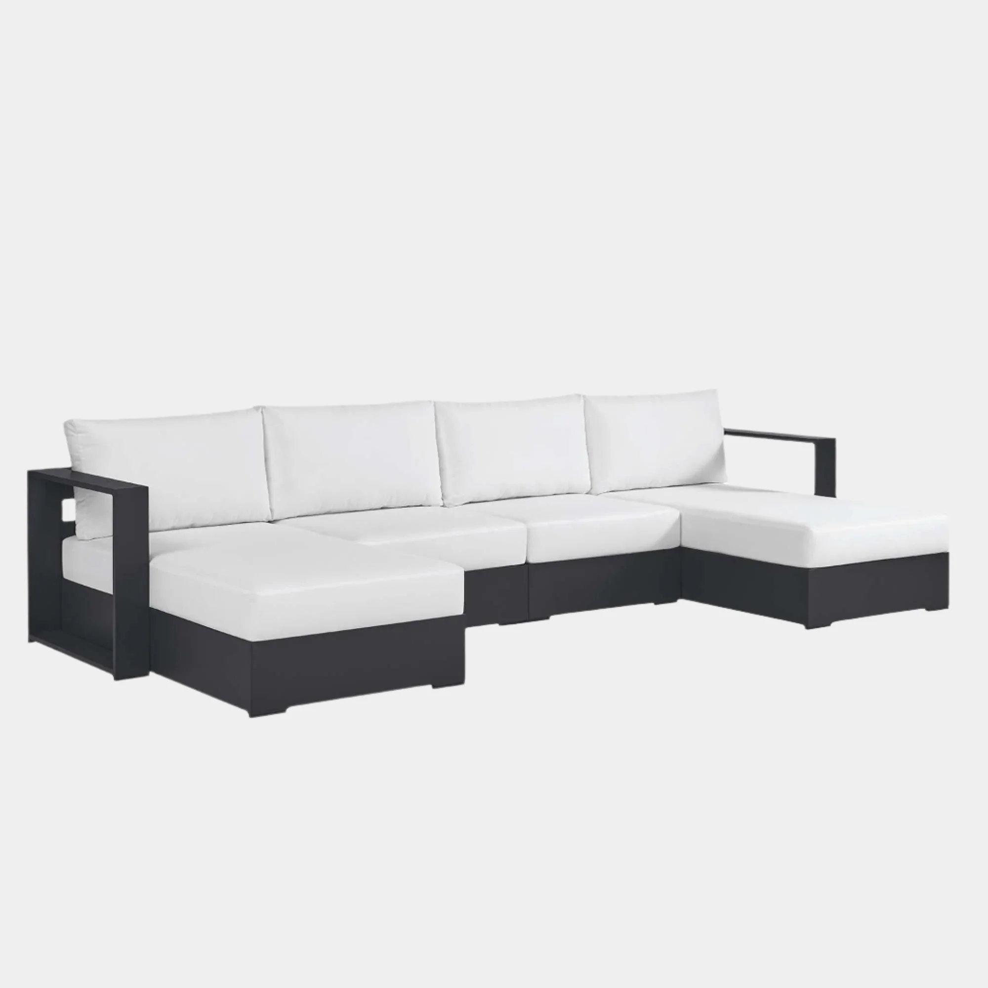 Tahoe 4-Piece Outdoor Patio Powder-Coated Aluminum Sectional Sofa Set - Image 17