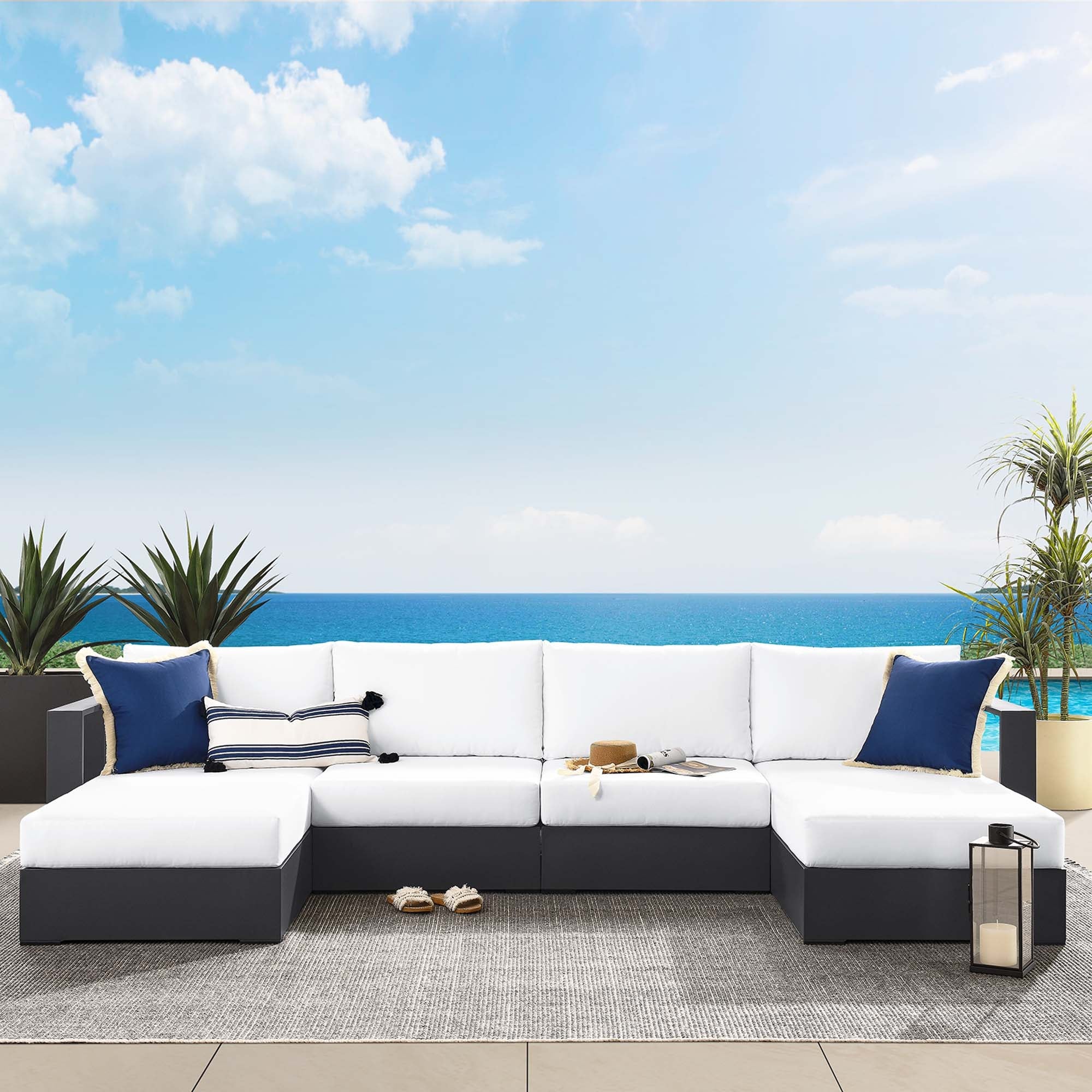 Tahoe 4-Piece Outdoor Patio Powder-Coated Aluminum Sectional Sofa Set - Image 18