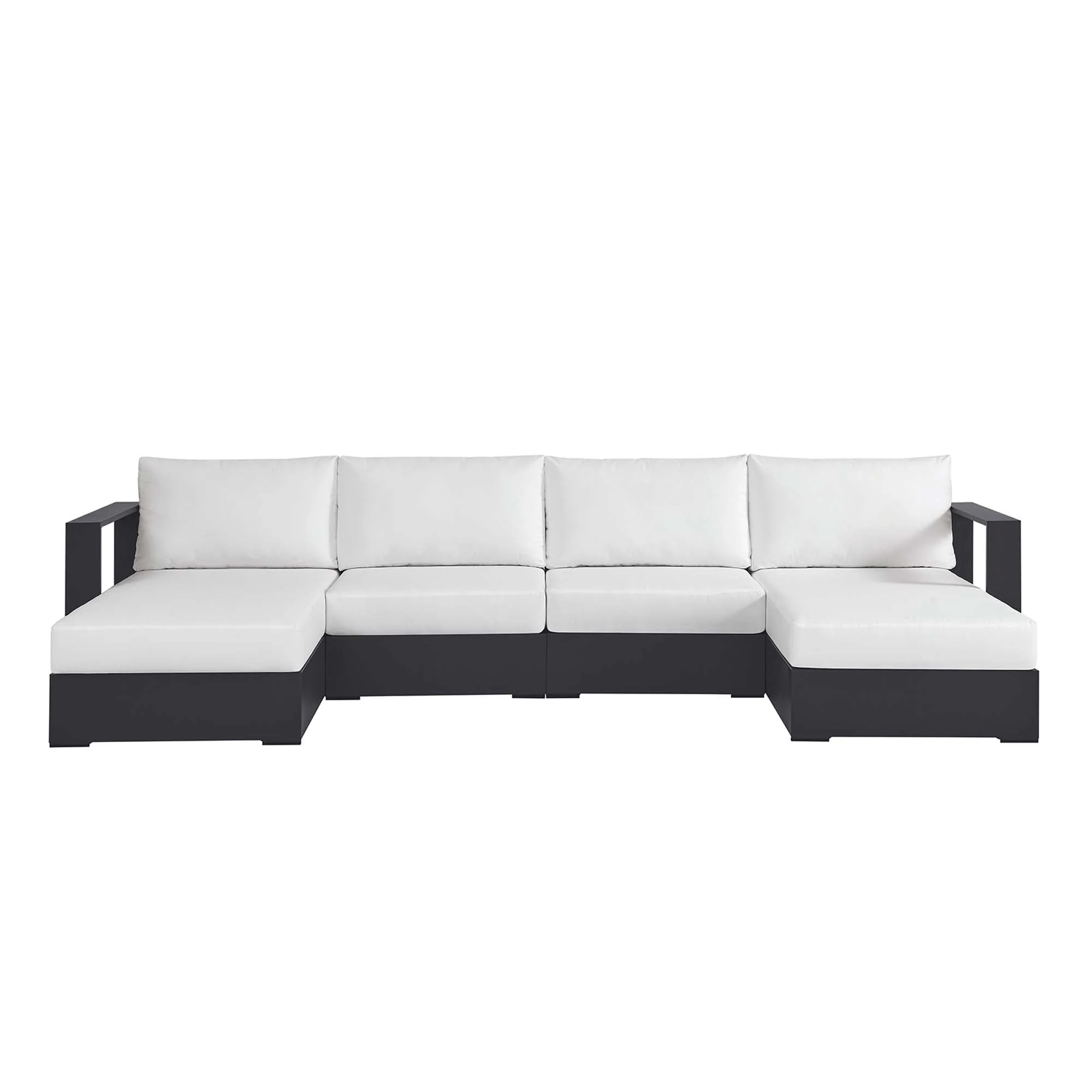 Tahoe 4-Piece Outdoor Patio Powder-Coated Aluminum Sectional Sofa Set - Image 20