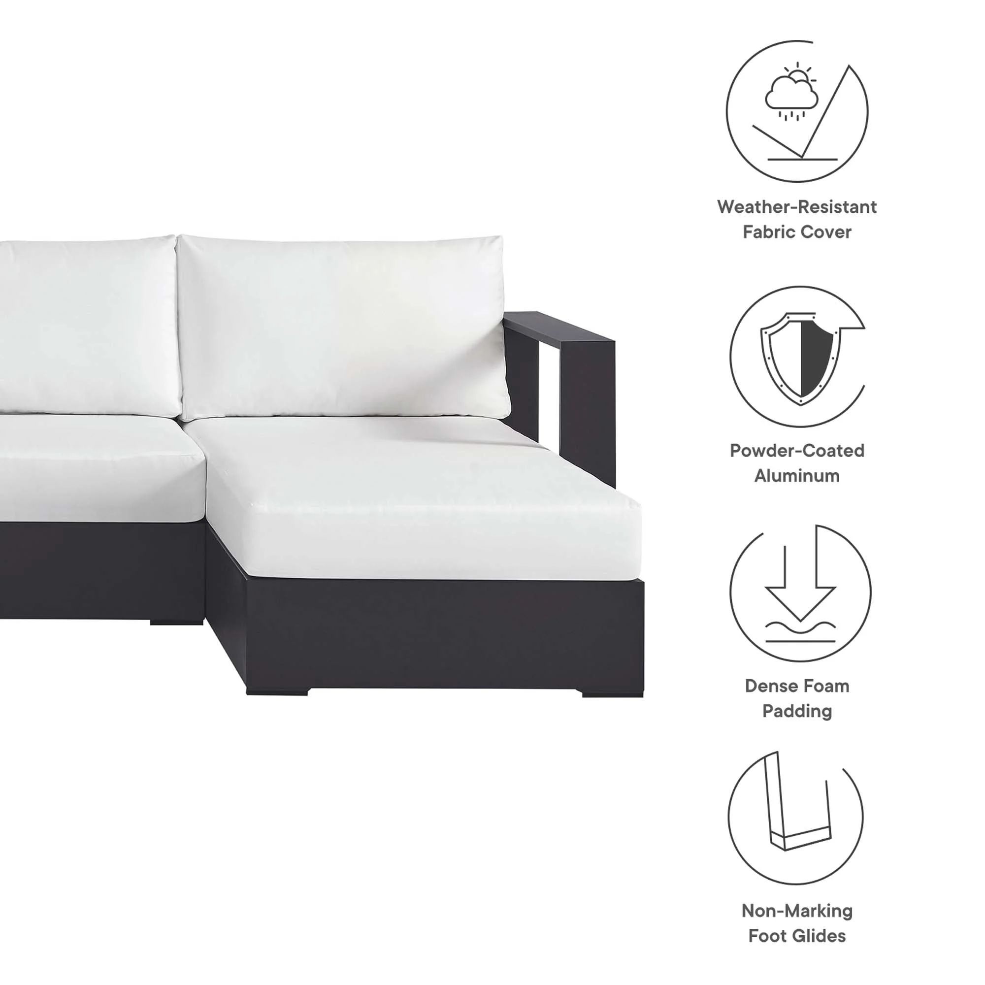 Tahoe 4-Piece Outdoor Patio Powder-Coated Aluminum Sectional Sofa Set - Image 21