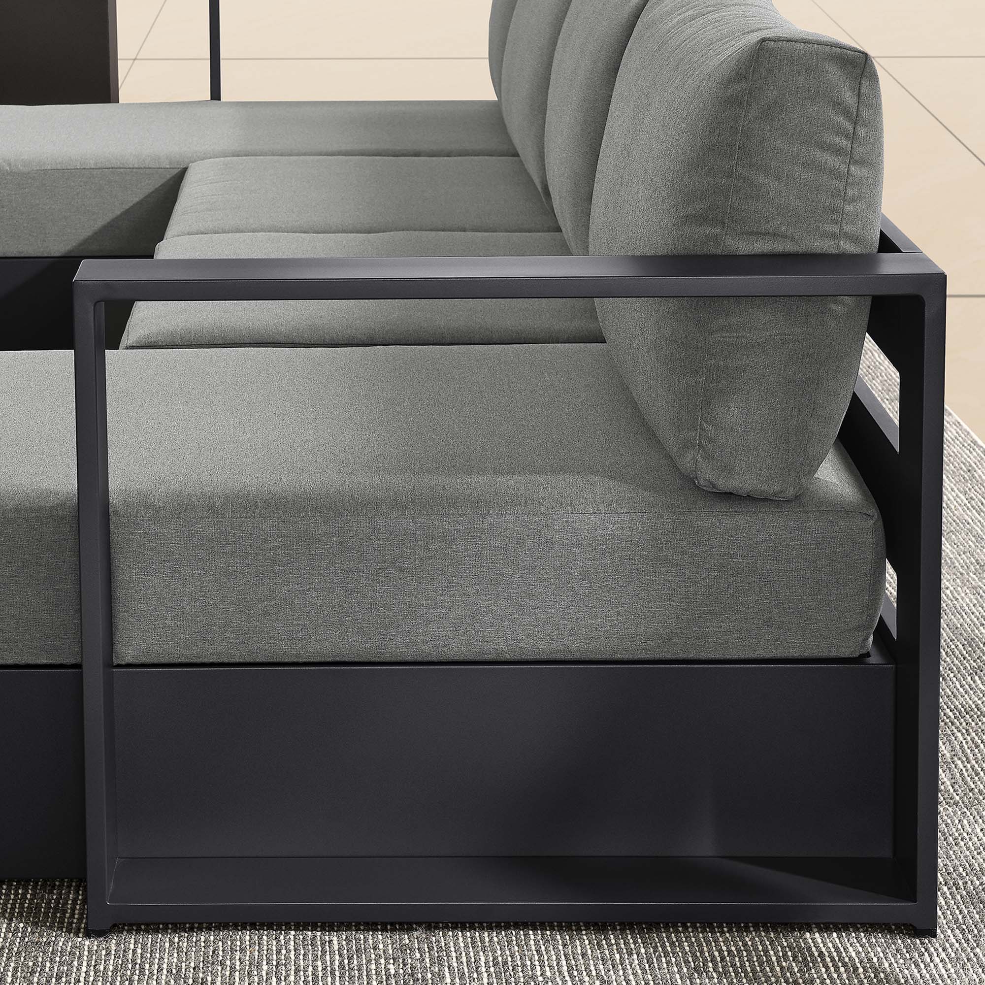 Tahoe 4-Piece Outdoor Patio Powder-Coated Aluminum Sectional Sofa Set - Image 3