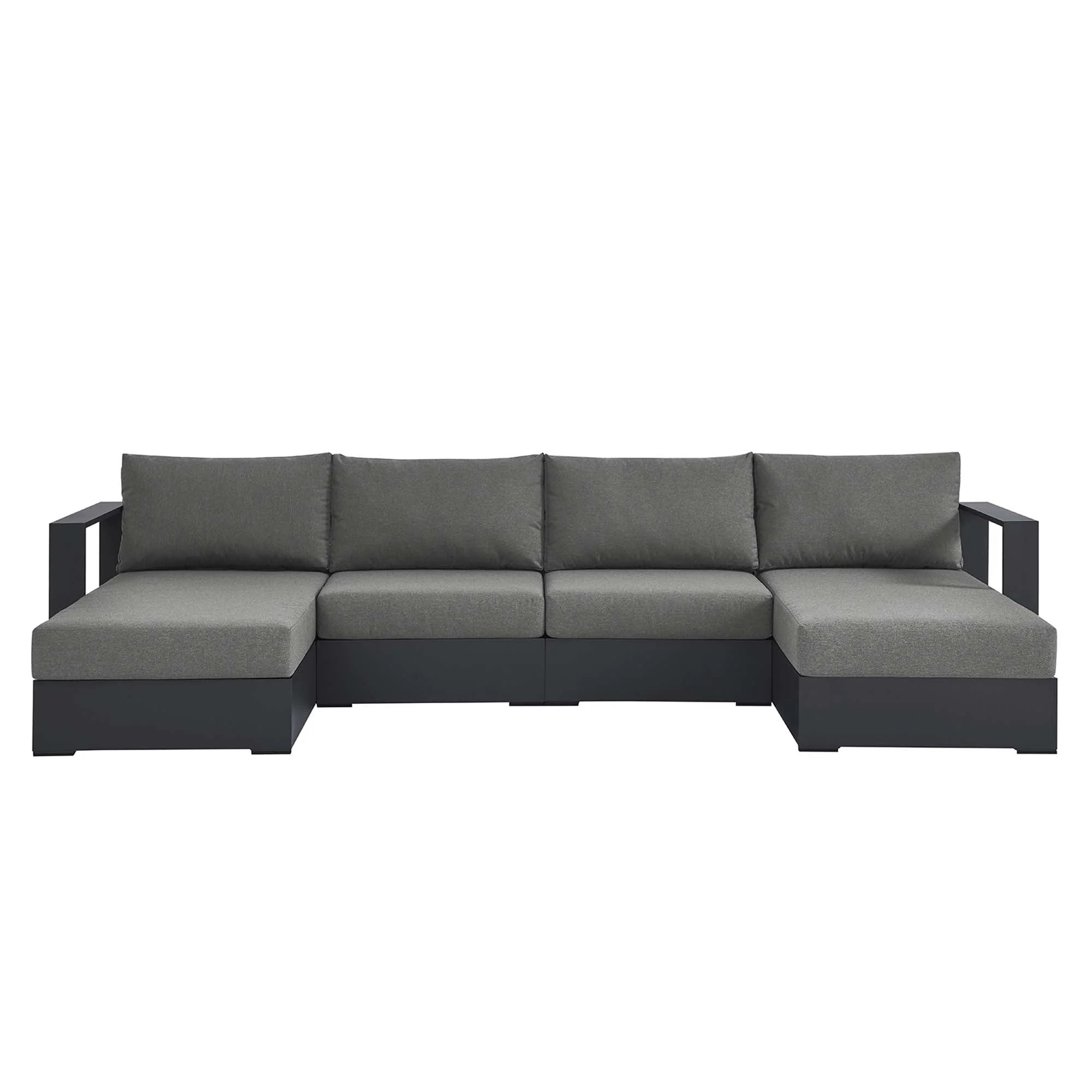 Tahoe 4-Piece Outdoor Patio Powder-Coated Aluminum Sectional Sofa Set - Image 4