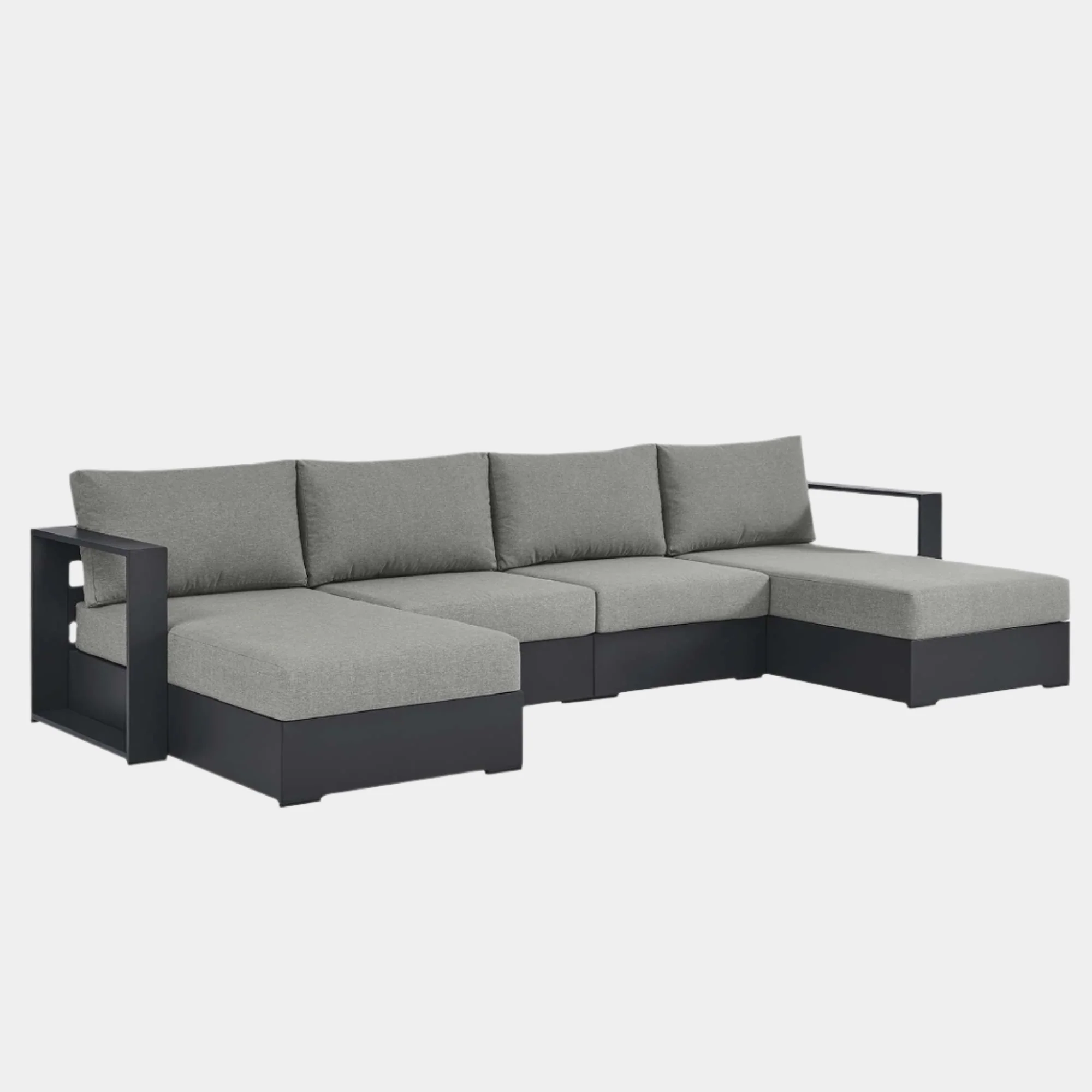 Tahoe 4-Piece Outdoor Patio Powder-Coated Aluminum Sectional Sofa Set - Image 9