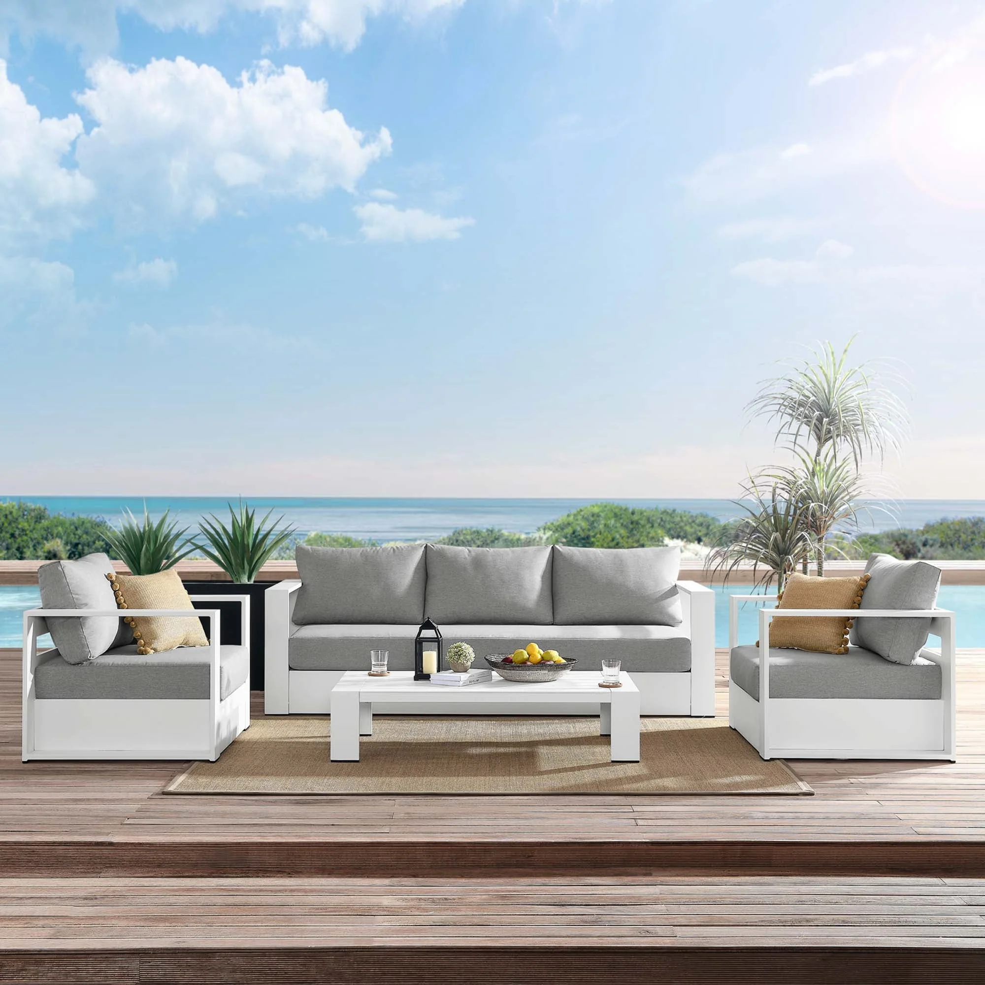 Tahoe 4-Piece Outdoor Patio Powder-Coated Aluminum Set - Image 62