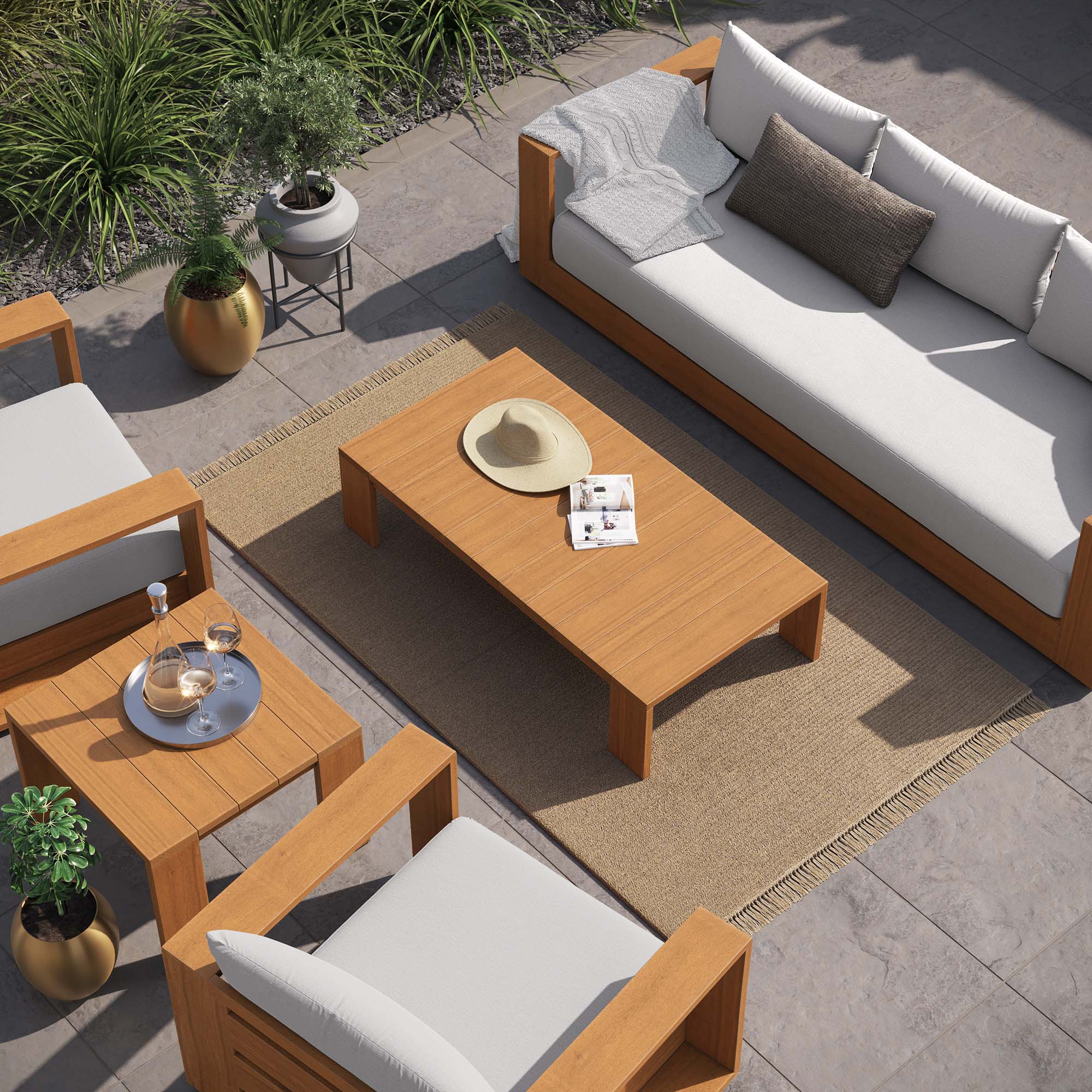 Tahoe 5-Piece Outdoor Patio Acacia Wood Furniture Set - Image 20