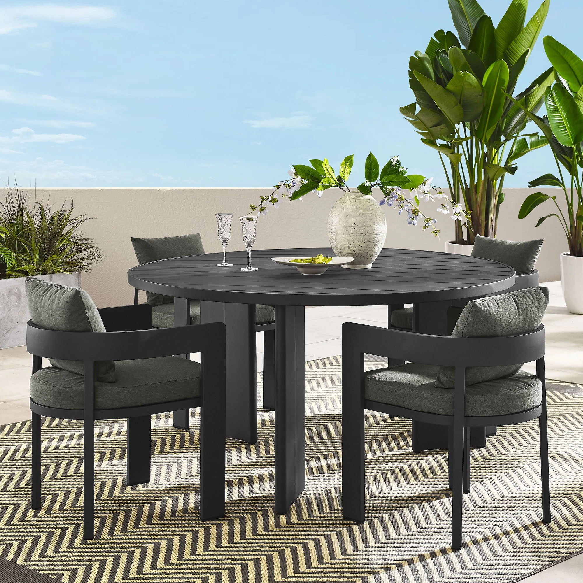 Tahoe 5-Piece Outdoor Patio Aluminum Dining Set - Image 11