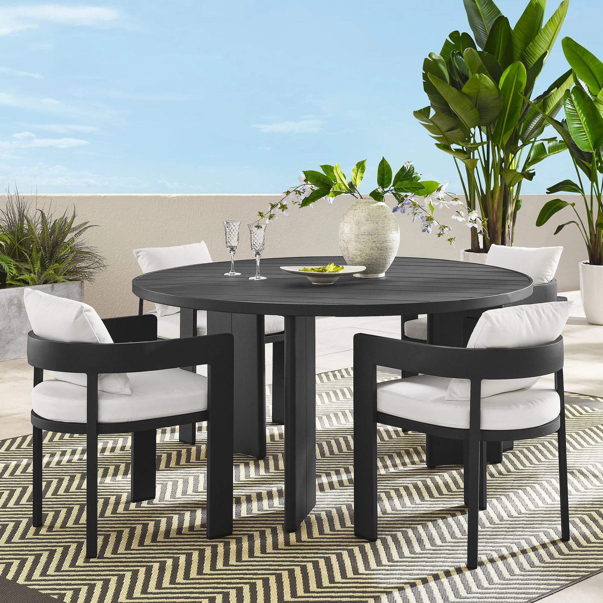 Tahoe 5-Piece Outdoor Patio Aluminum Dining Set - Image 20