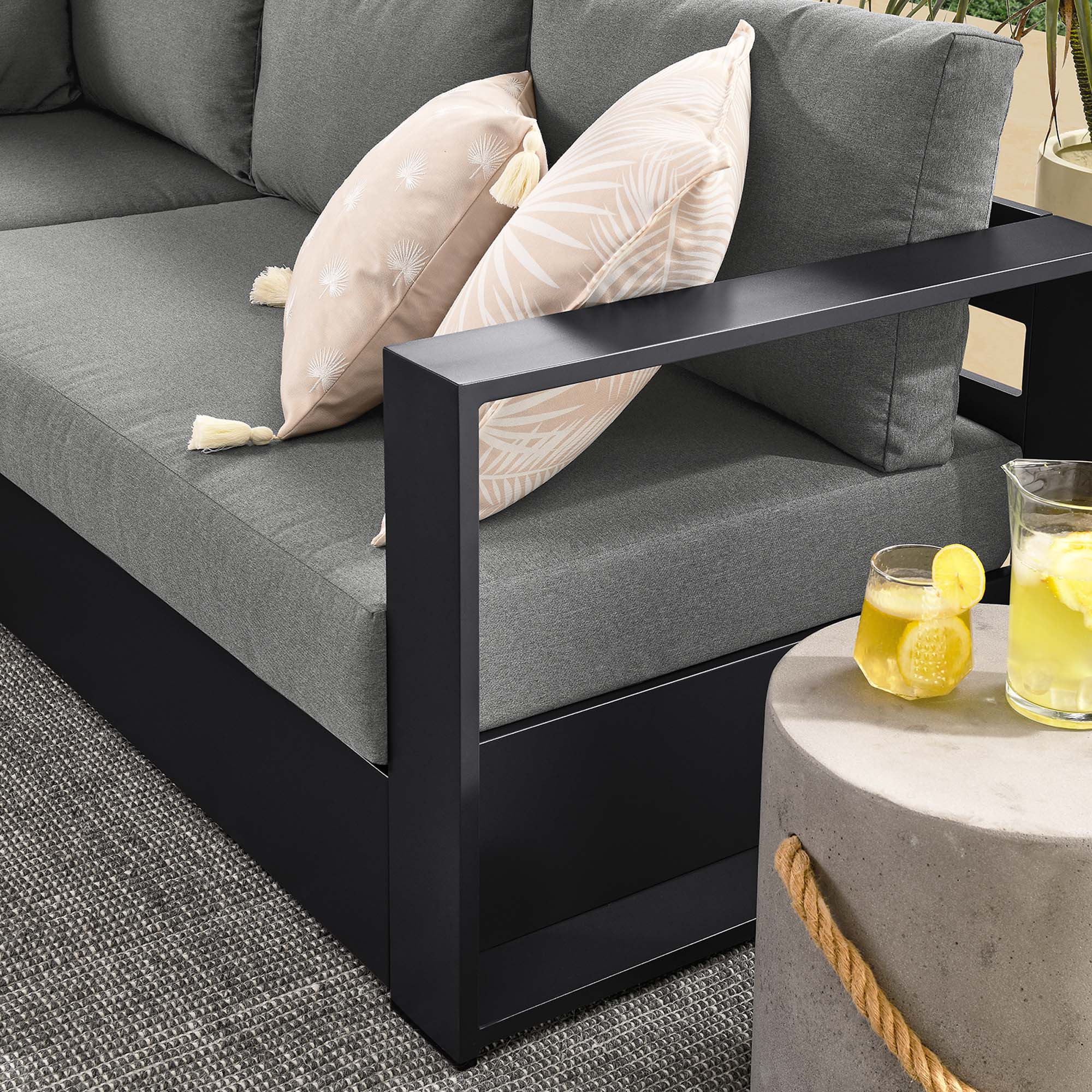 Tahoe 5-Piece Outdoor Patio Powder-Coated Aluminum Sectional Sofa Set - Image 3