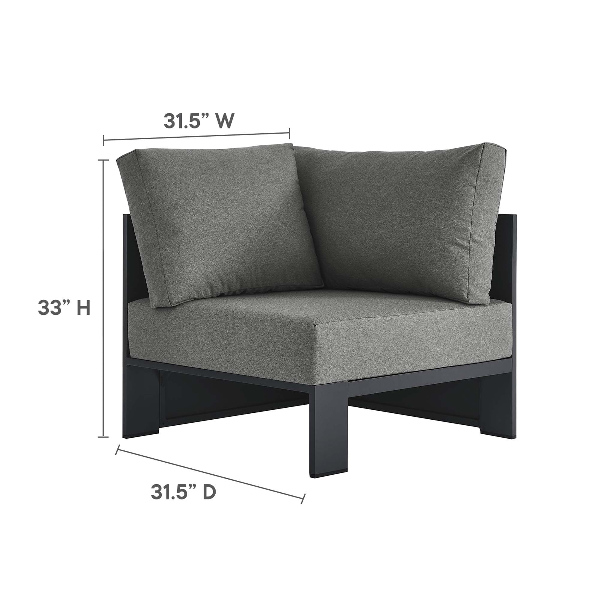Tahoe 5-Piece Outdoor Patio Powder-Coated Aluminum Sectional Sofa Set - Image 7