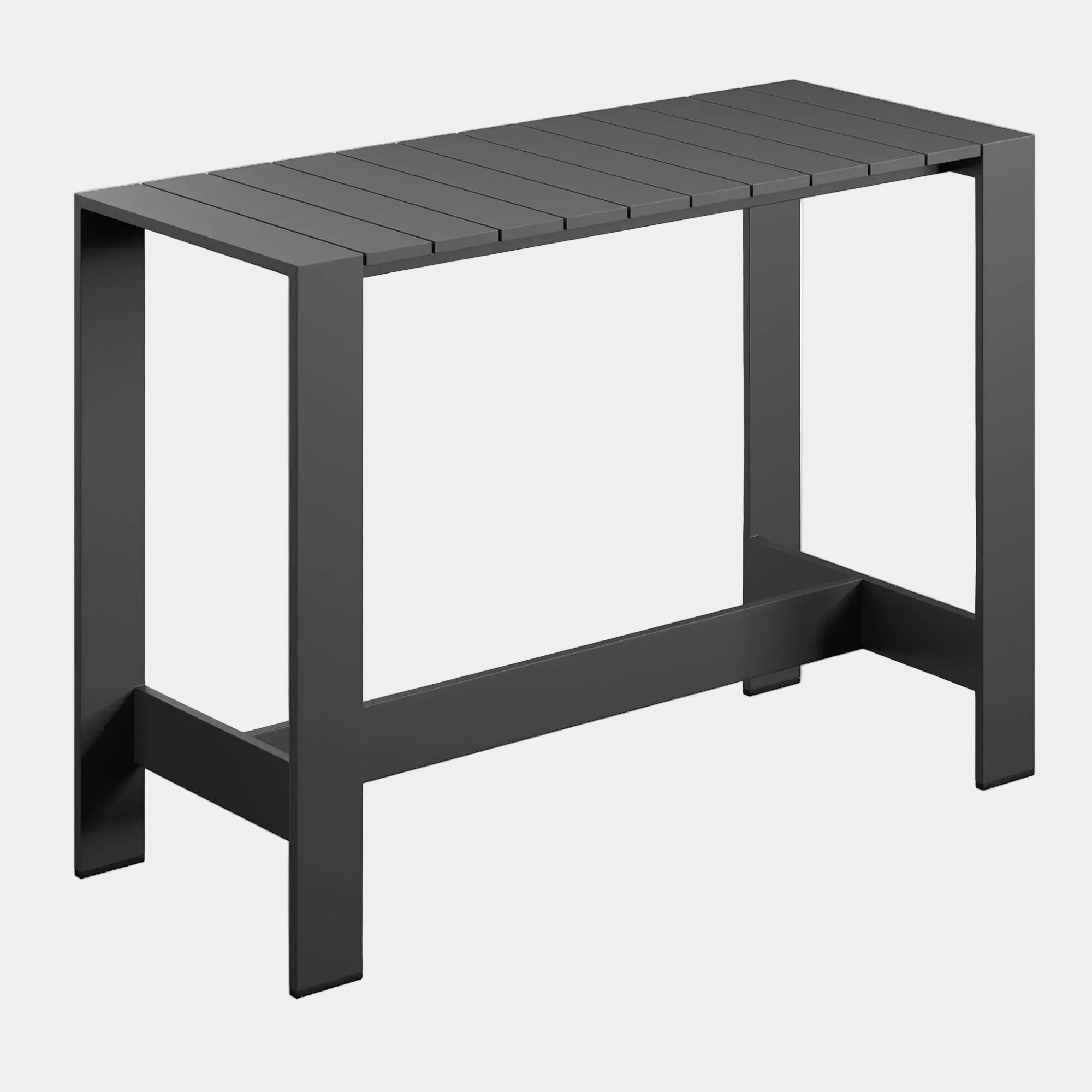 Tahoe 59 Inch Rectangle Outdoor Aluminum Bar Table in Gray