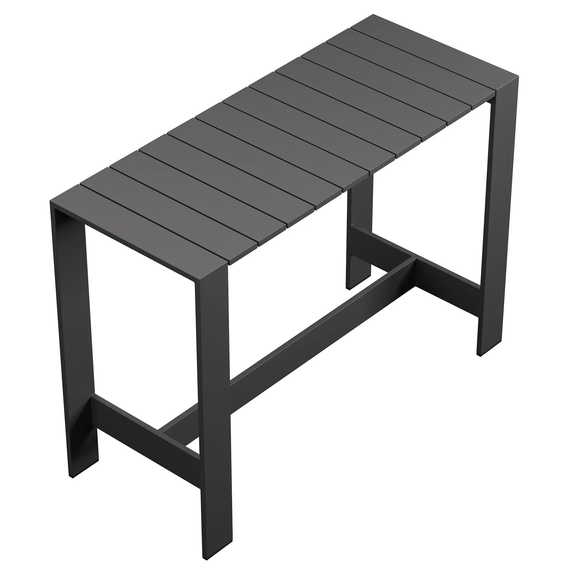 Tahoe 59 Inch Rectangle Outdoor Aluminum Bar Table in Gray - Image 6