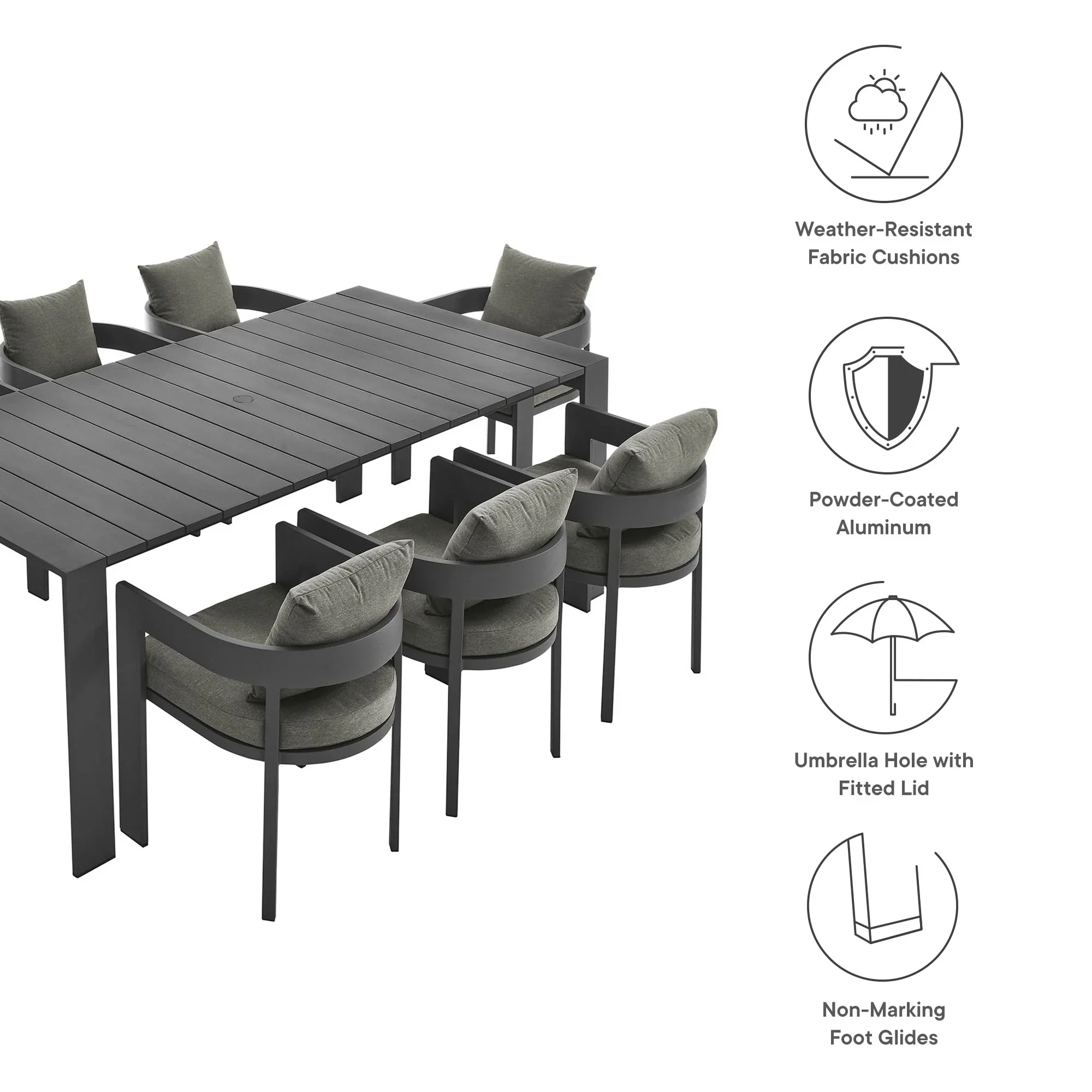 Tahoe 9-Piece Outdoor Patio Aluminum Dining - Image 13