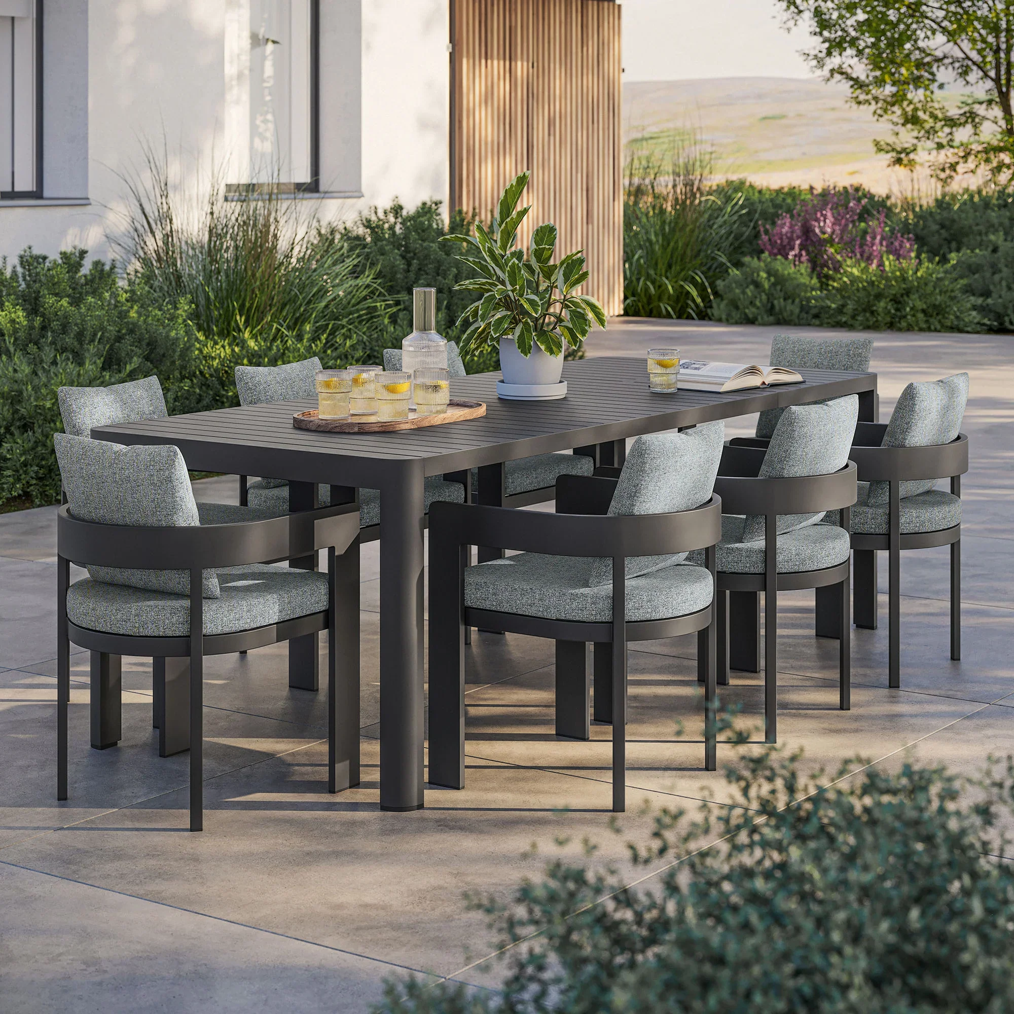 Tahoe 9-Piece Outdoor Patio Aluminum Dining Set - Image 16