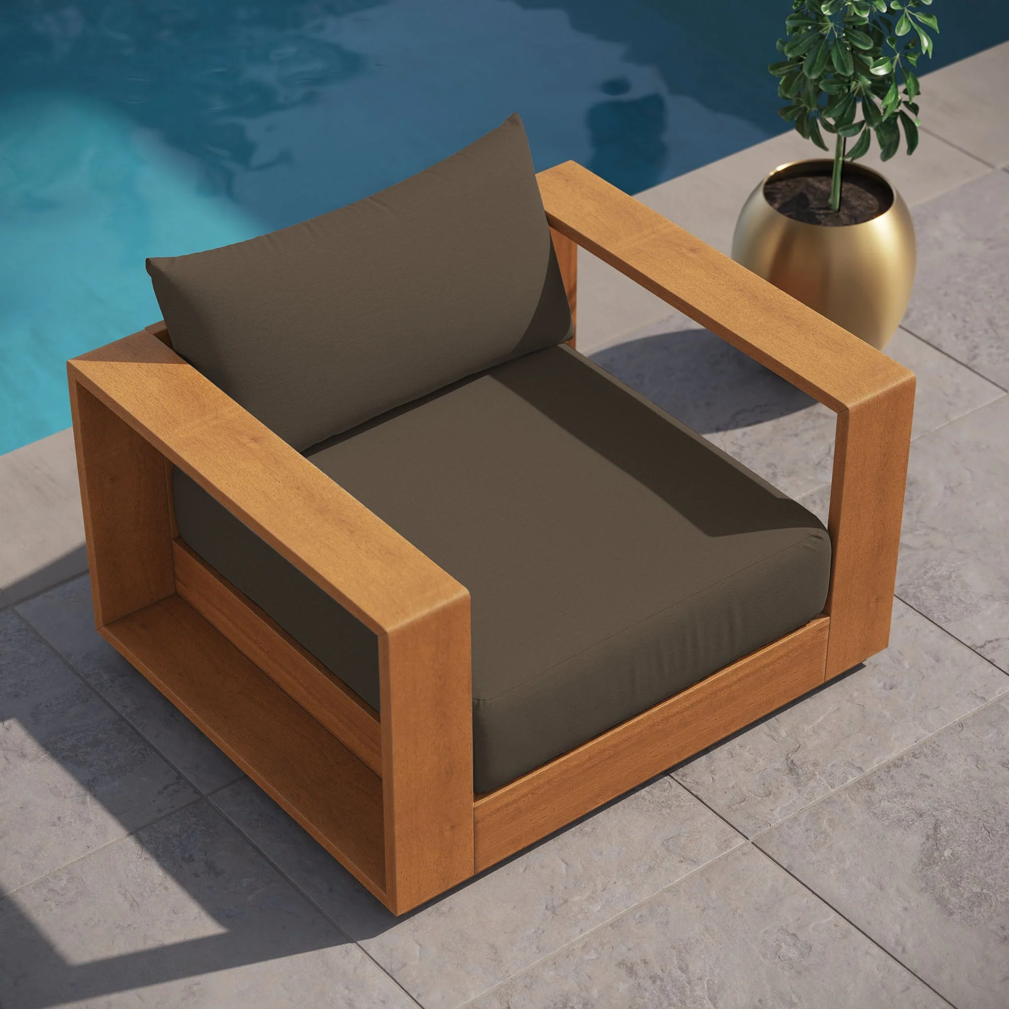 Tahoe Outdoor Patio Acacia Wood Chair - Image 2