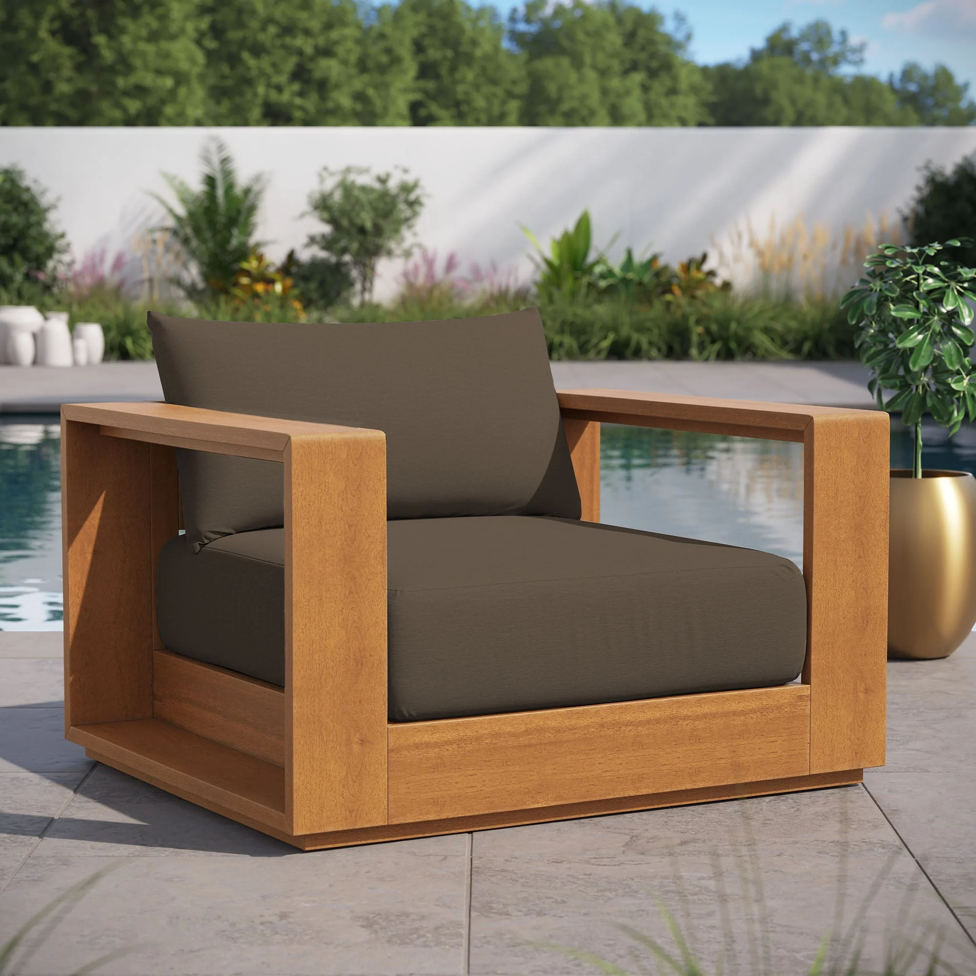 Tahoe Outdoor Patio Acacia Wood Chair - Image 3