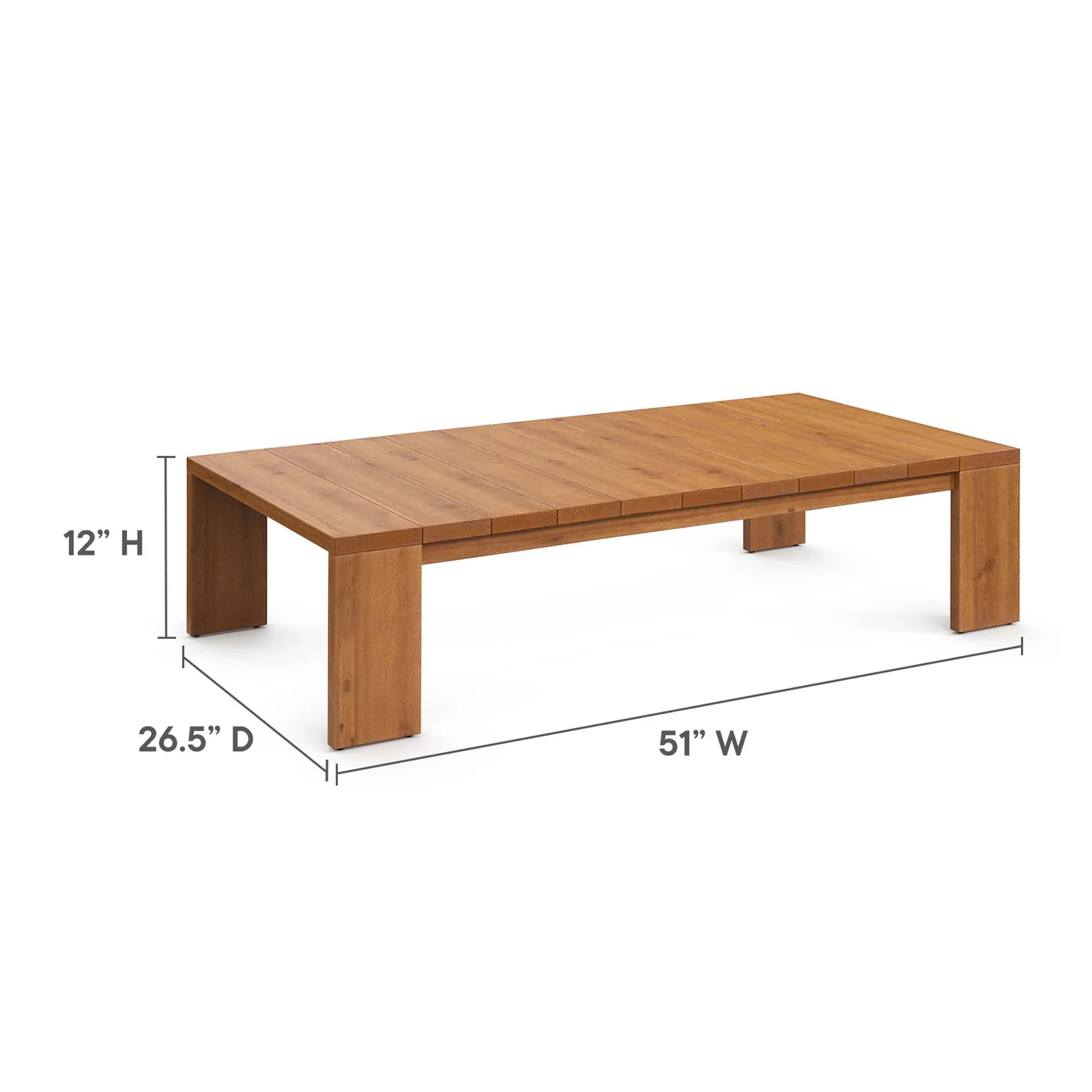 Tahoe Outdoor Patio Acacia Wood Coffee Table in Natural - Image 10