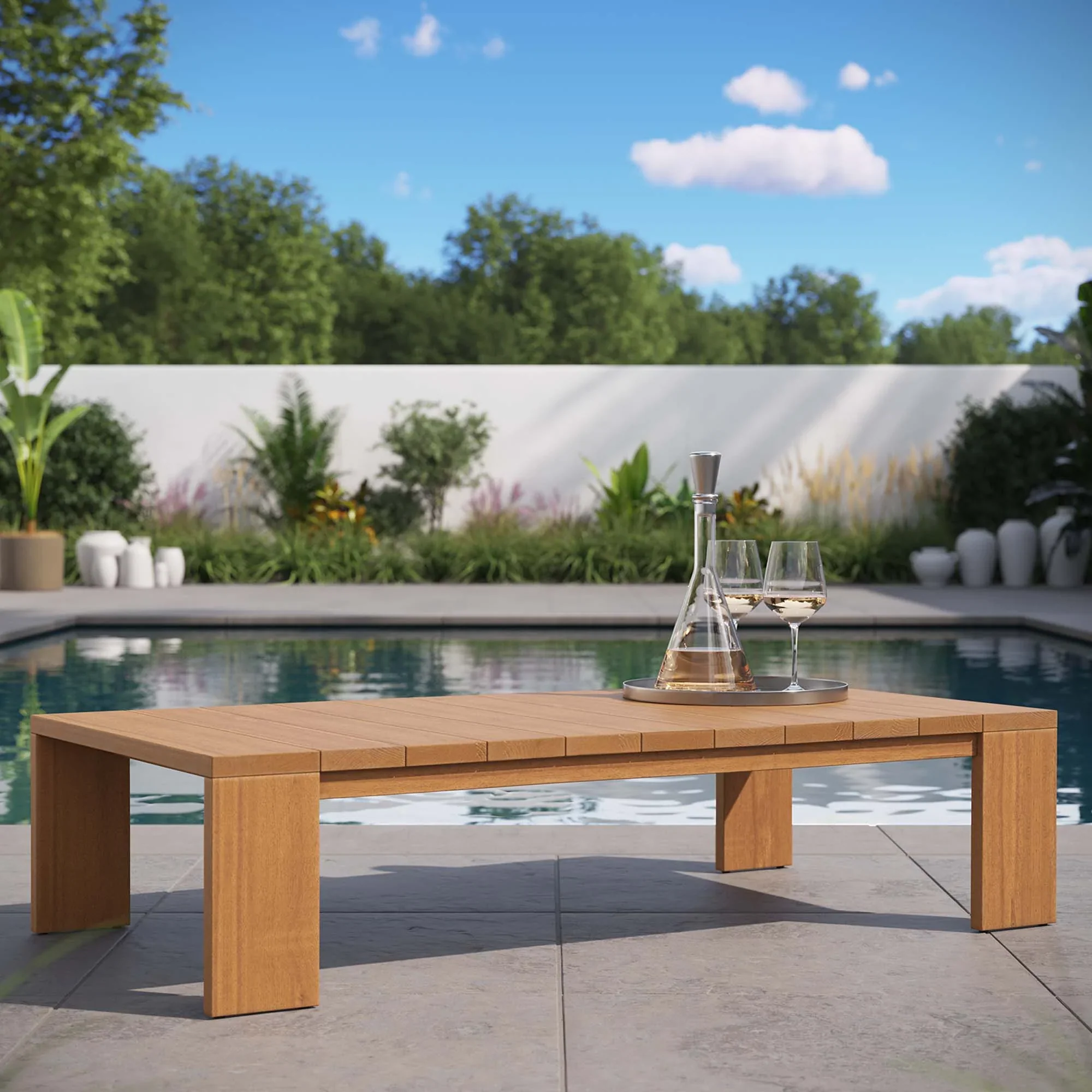 Tahoe Outdoor Patio Acacia Wood Coffee Table in Natural - Image 2