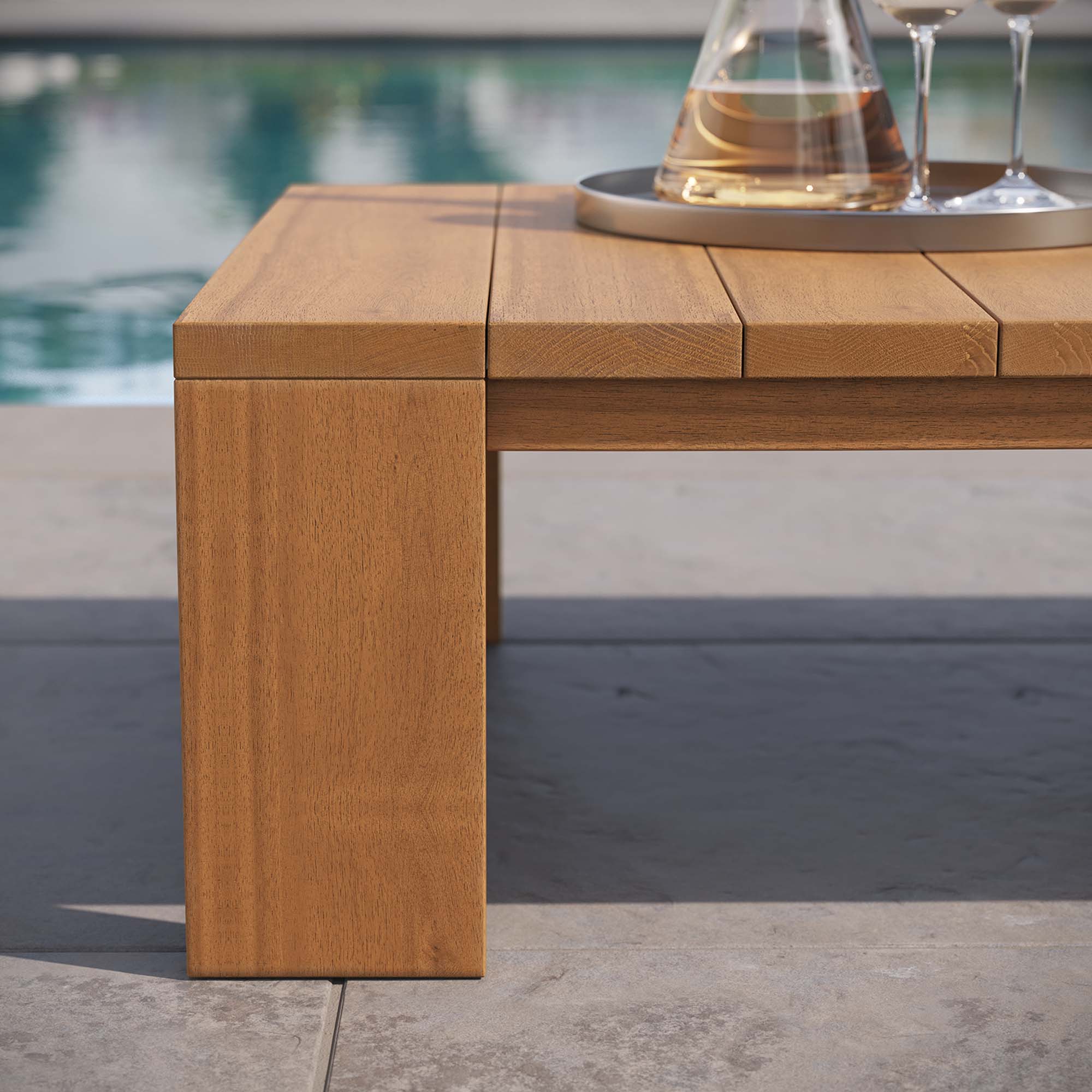 Tahoe Outdoor Patio Acacia Wood Coffee Table in Natural - Image 3