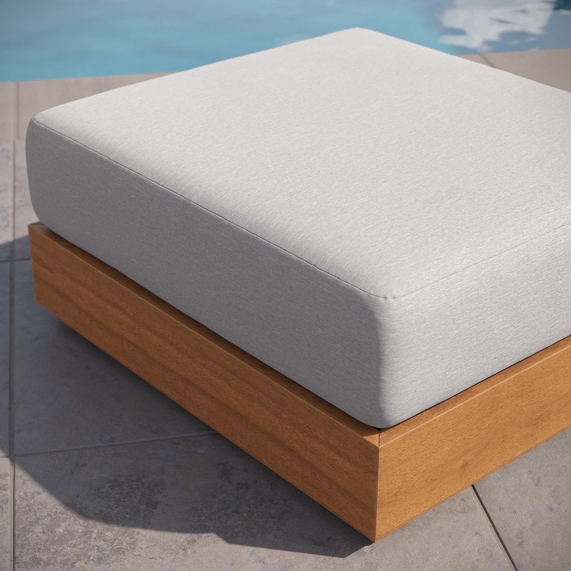 Tahoe Outdoor Patio Acacia Wood Ottoman - Image 13