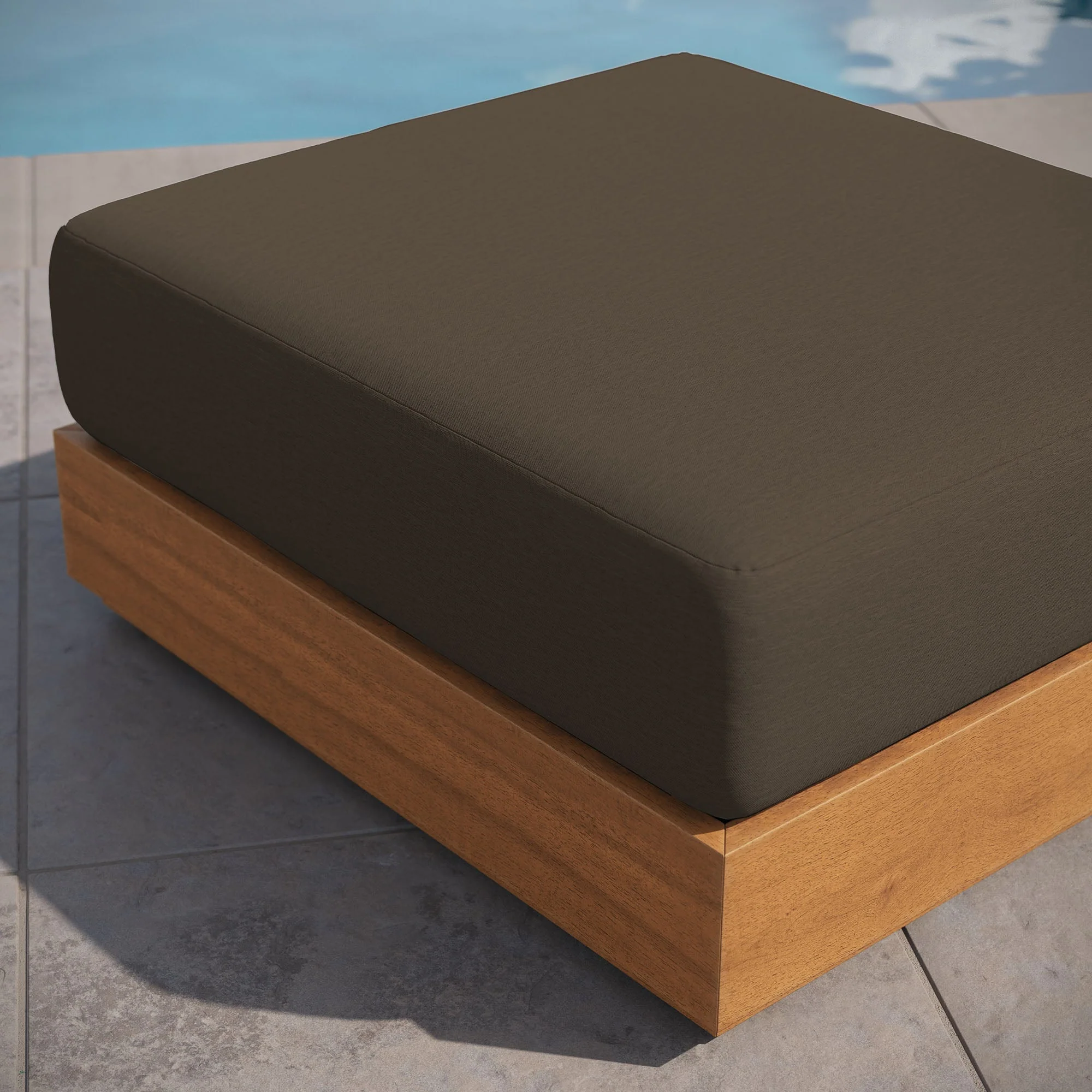Tahoe Outdoor Patio Acacia Wood Ottoman - Image 3
