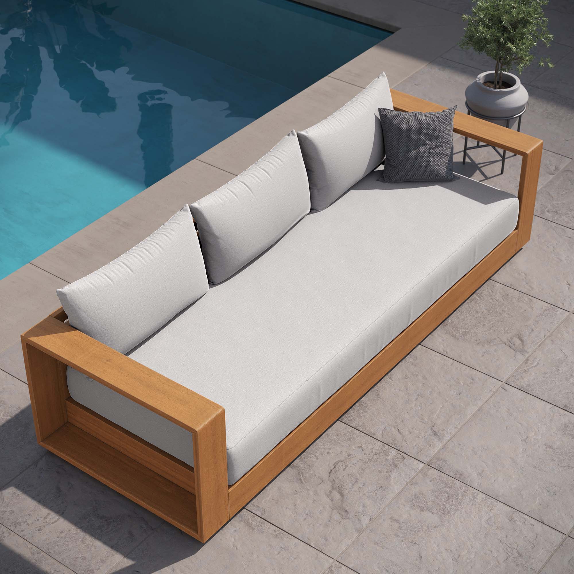 Tahoe Outdoor Patio Acacia Wood Sofa - Image 12