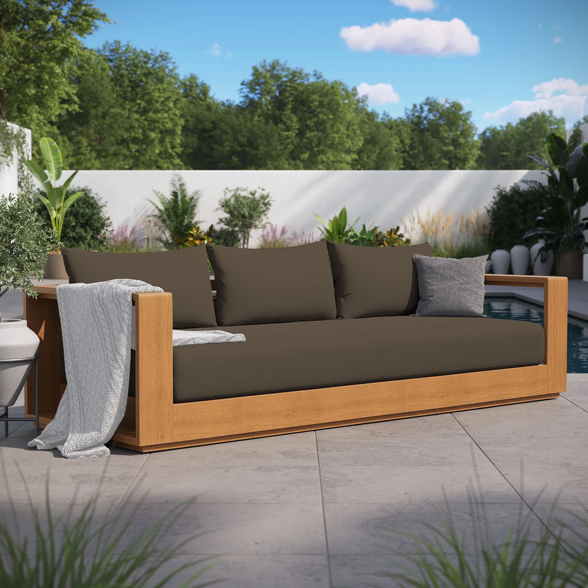 Tahoe Outdoor Patio Acacia Wood Sofa - Image 2