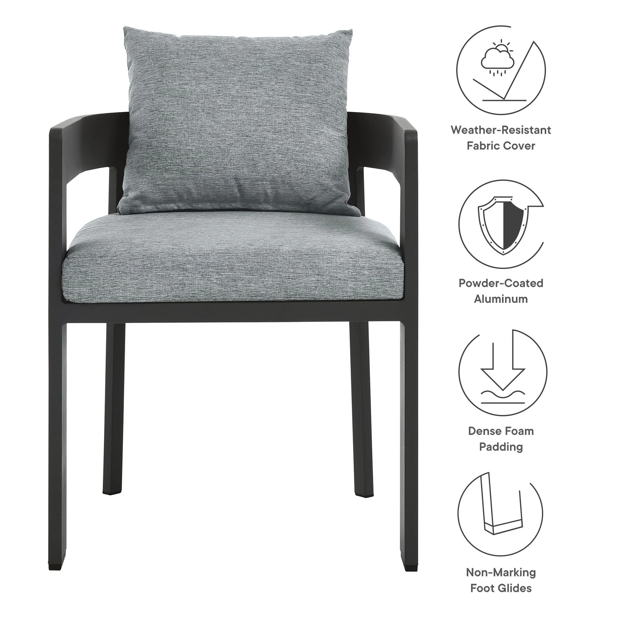 Tahoe Outdoor Patio Aluminum Dining Chair - Image 17