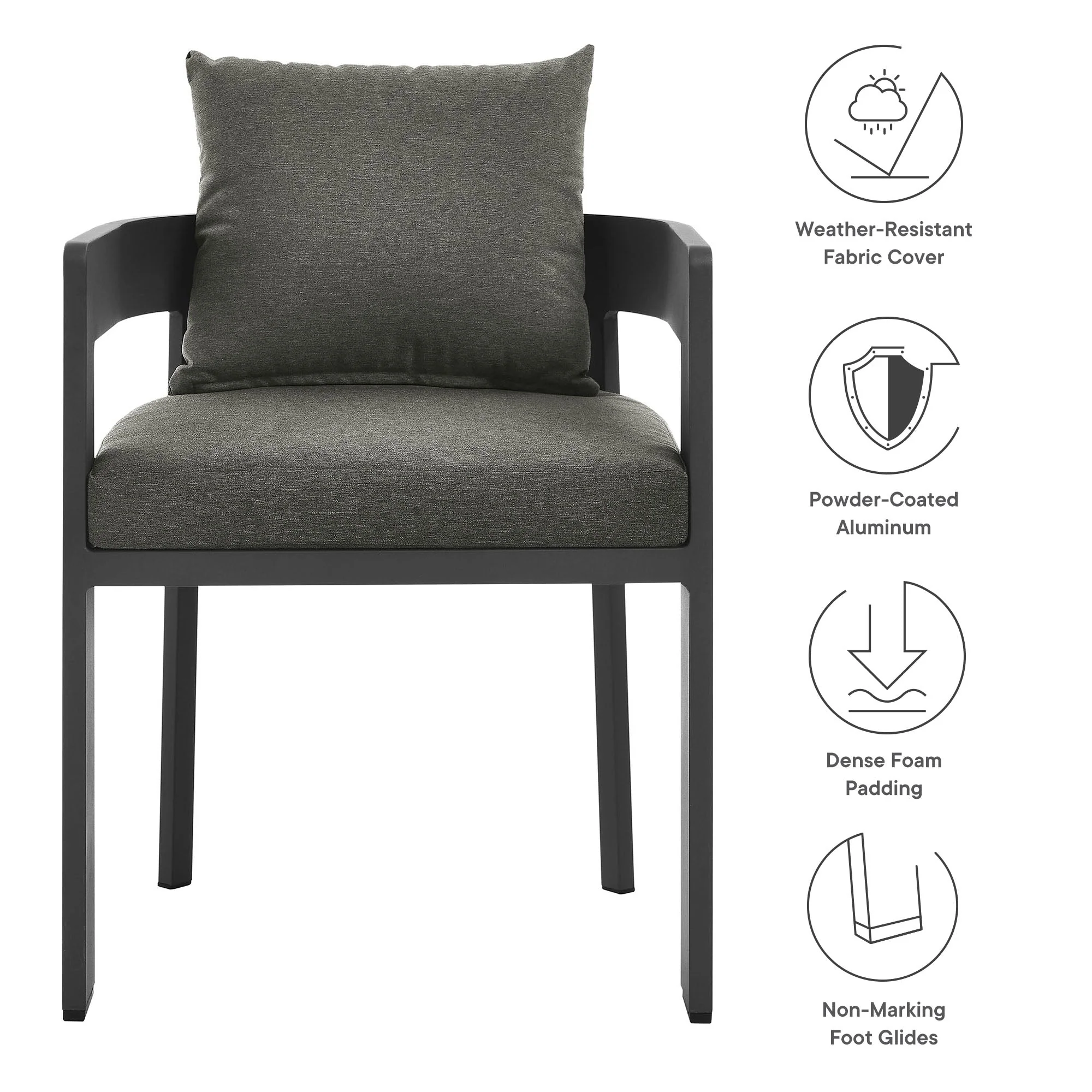 Tahoe Outdoor Patio Aluminum Dining Chair - Image 8